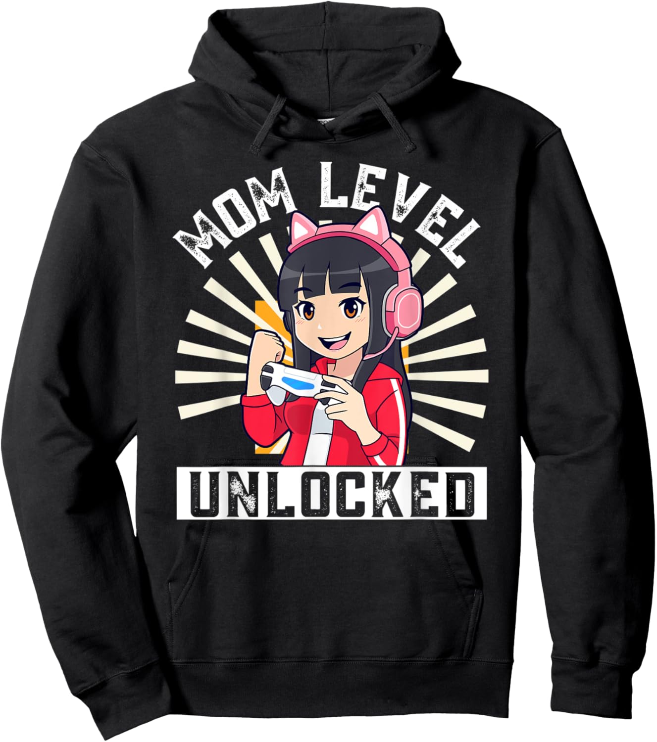 Mom Level Unlocked Gamer Pregnancy Anime Mother's Day Lover Hoodie - Hoodie | Black