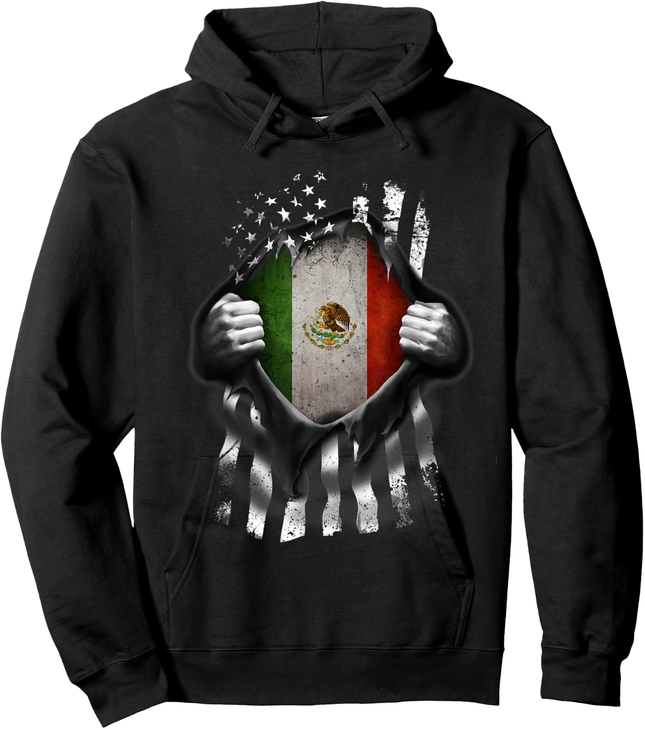 Mexico USA Flag Mexican American Kids Men Hoodie - Hoodie | Black