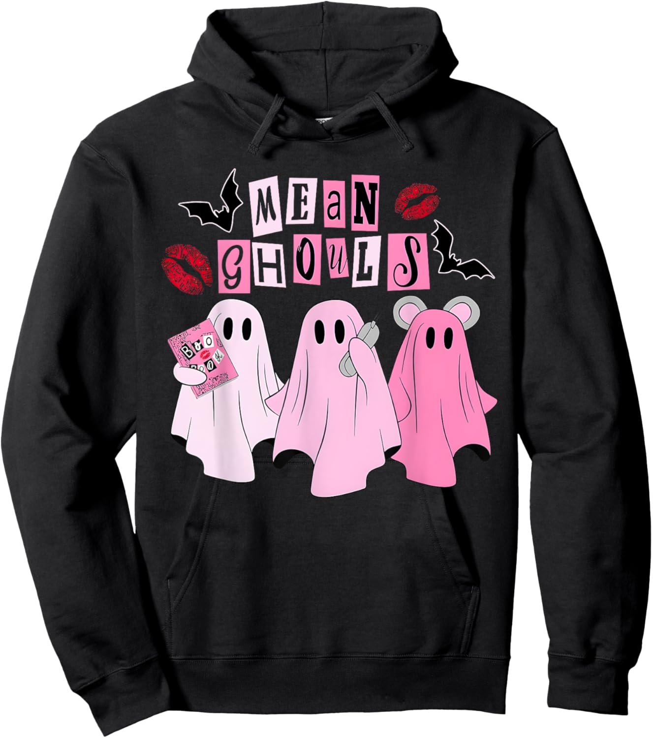 Cute Ghost Mean Ghouls Halloween Costume Spooky Season Girls Hoodie - Hoodie | Black