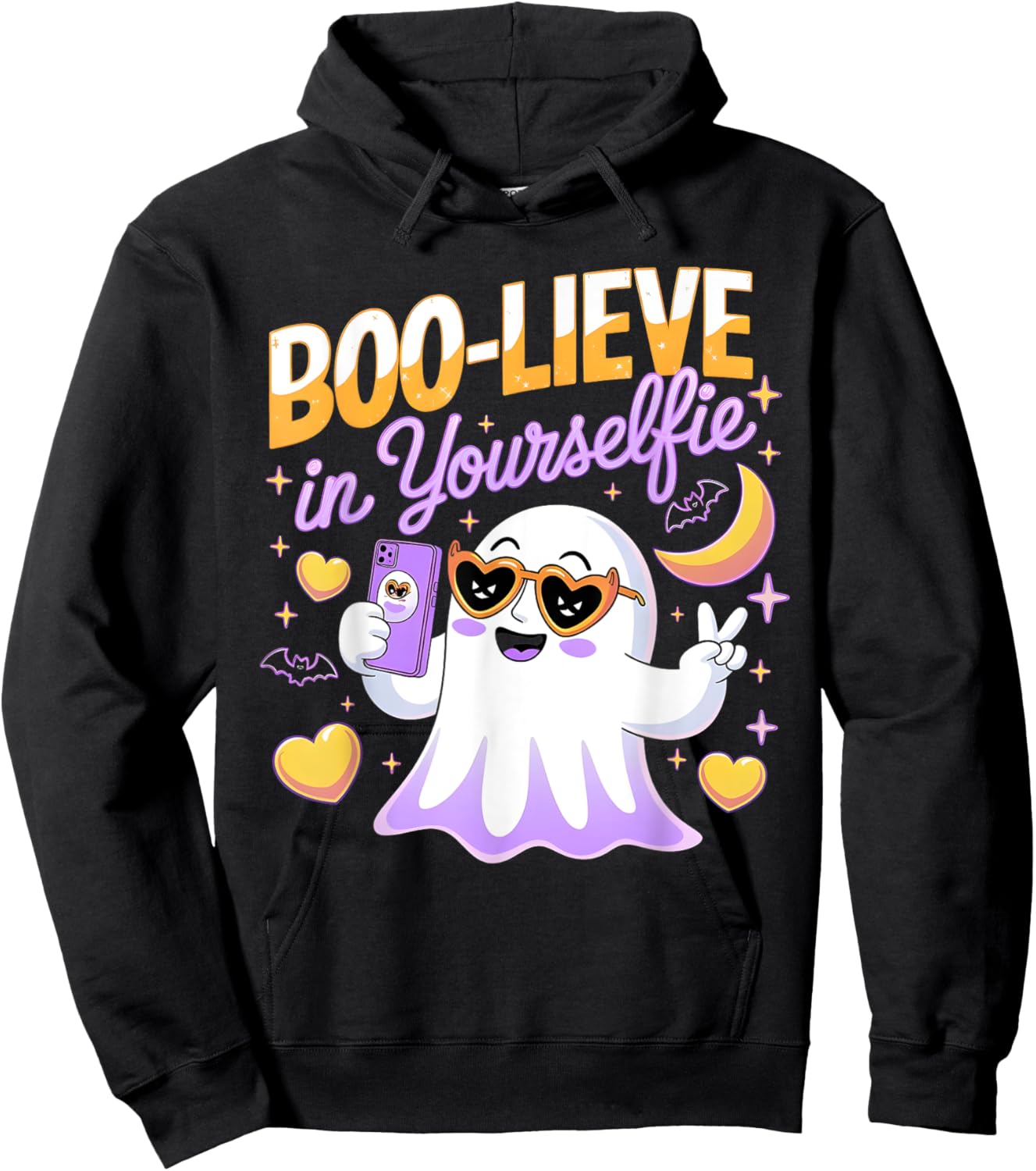 Believe Boo Lieve in Yourself Yourselfie Ghost 2024 2025 Hoodie - Hoodie | Black