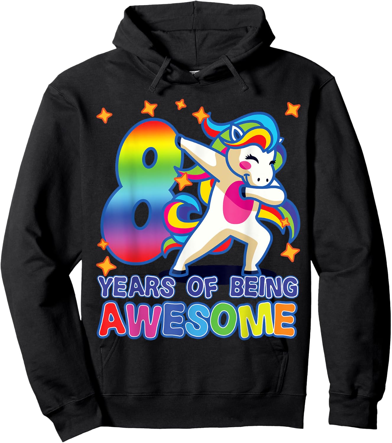 8th Birthday For Girls Unicorn 8 Years Of Being Awesome Hoodie - Hoodie | Black