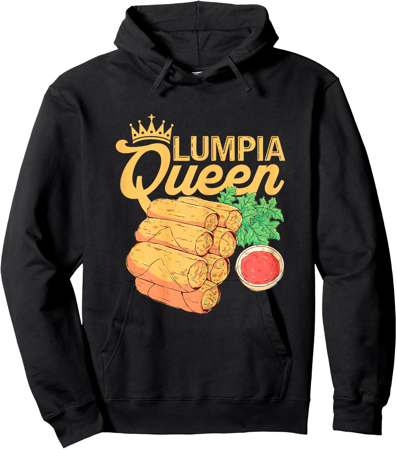 Lumpia Queen Spring Rolls Filipino Food Lover Women Kids Hoodie - Hoodie | Black