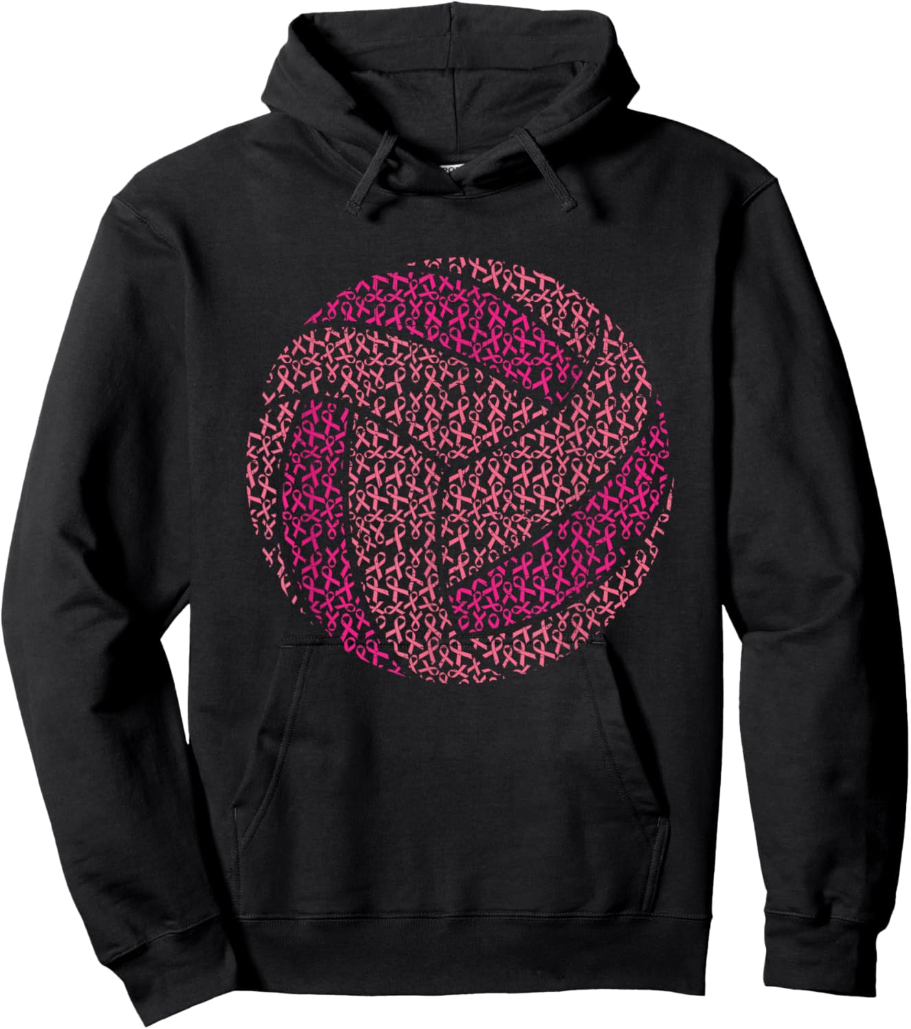 Pink Out Breast Cancer Awareness Pink Ribbon Volleyball Ball Hoodie - Hoodie | Black