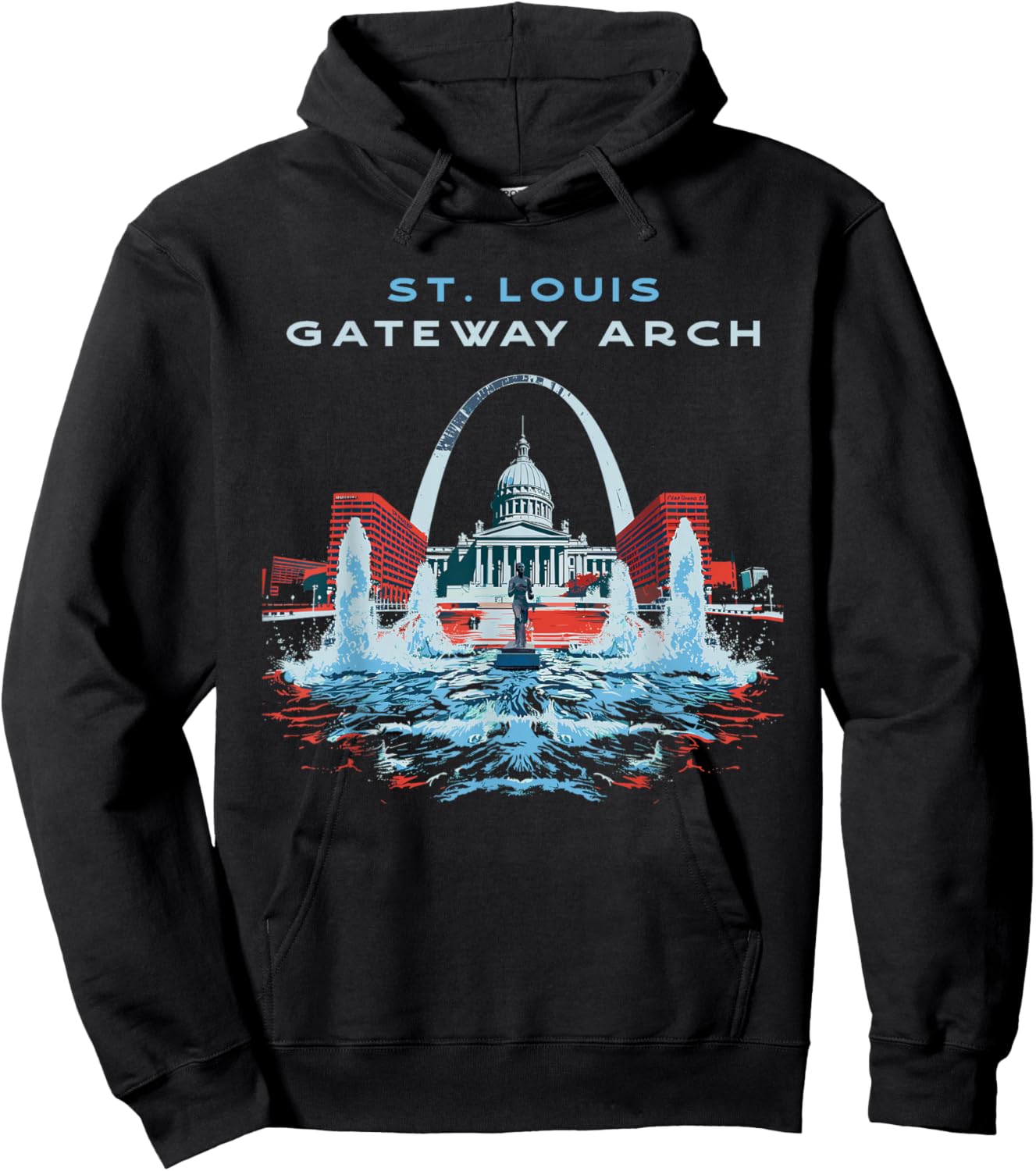 St. Louis Gateway Arch Missouri Retro Vintage Hoodie - Hoodie | Black