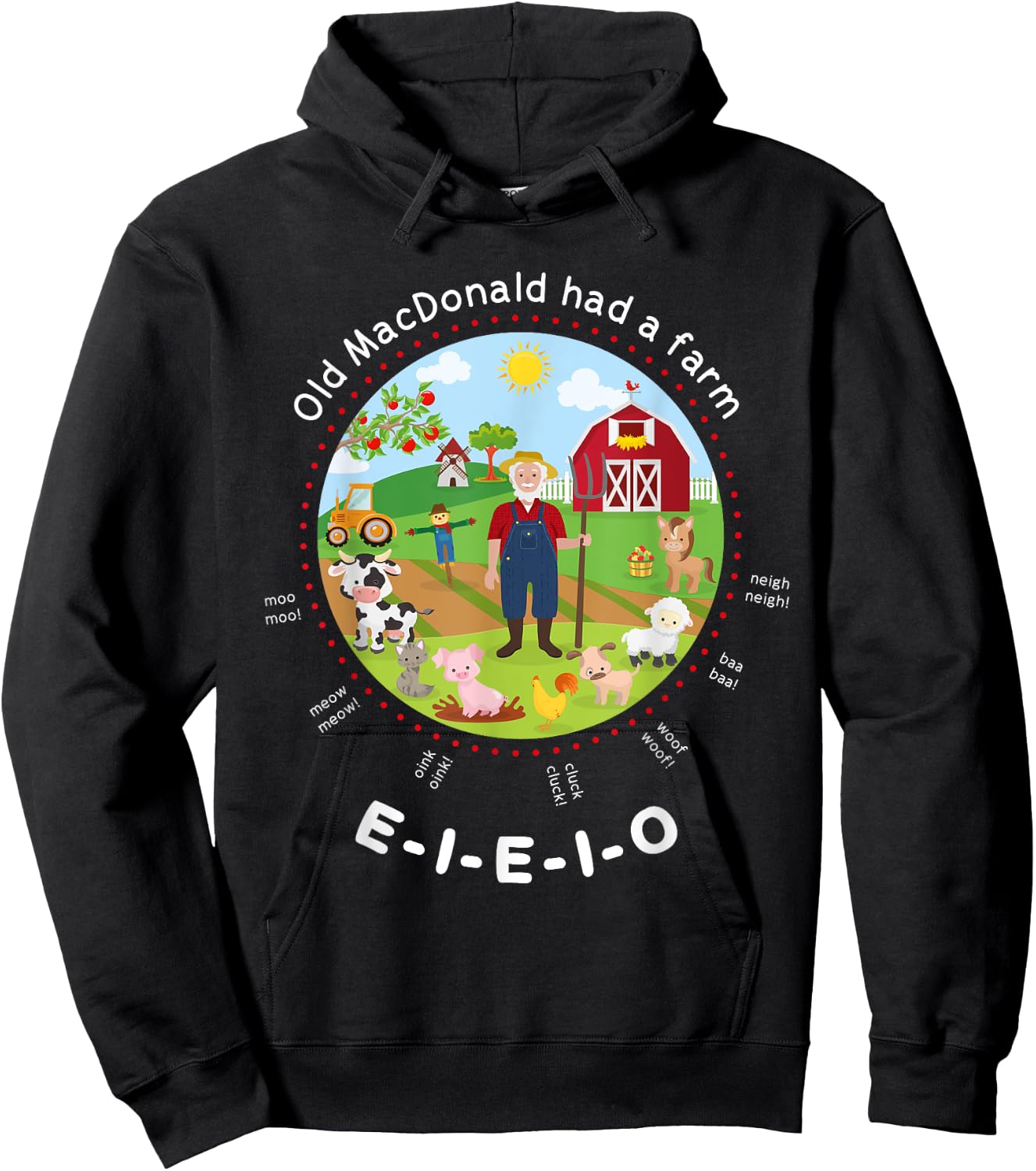 Old MacDonald had a farm English Nursery Rhyme Theme Hoodie - Hoodie | Black
