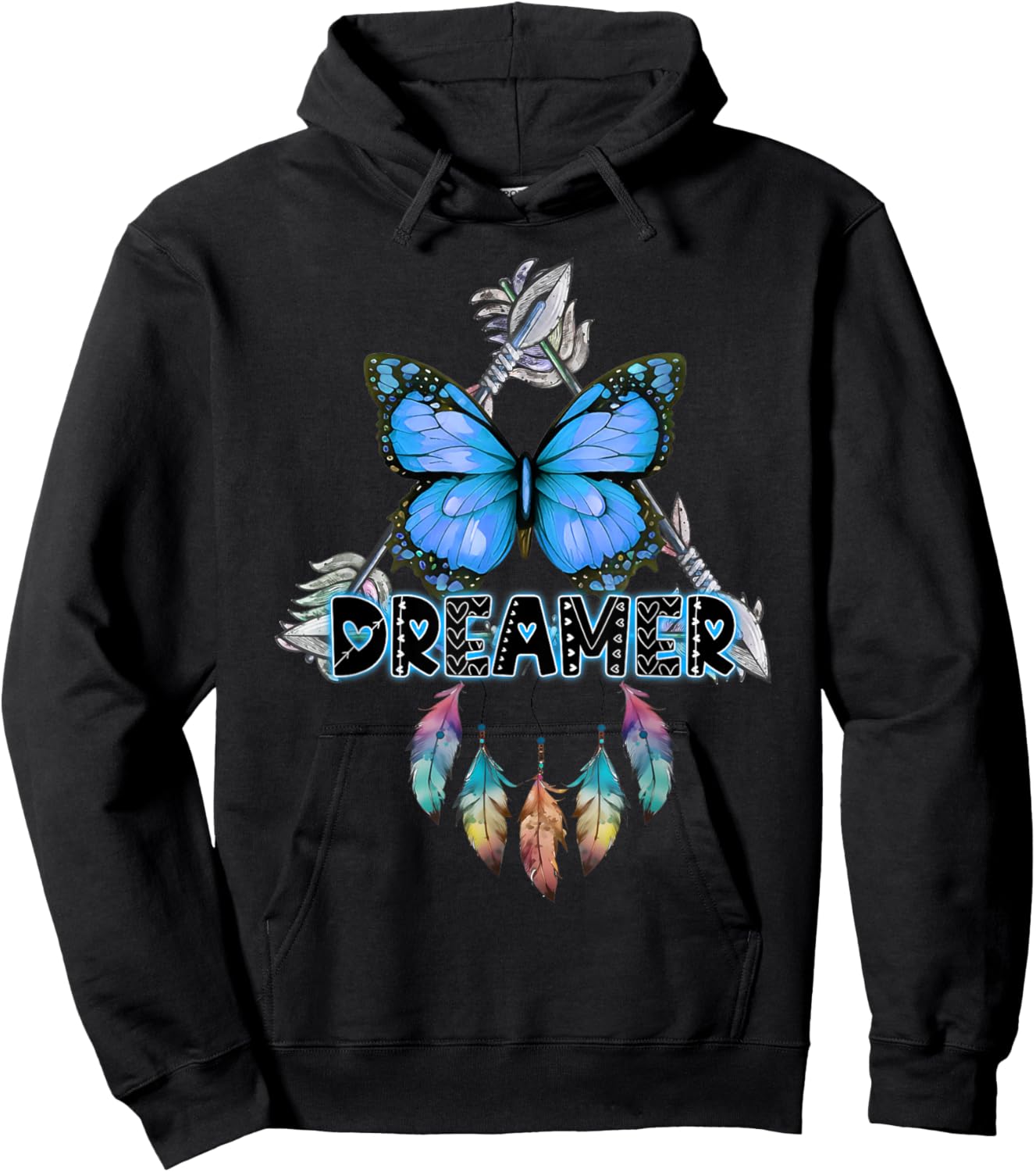 Butterfly Dream Catcher Feathers Inspirational Quotes Saying Hoodie - Hoodie | Black