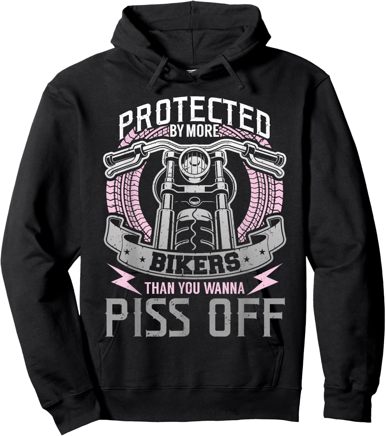 Motorcycle Protected By More Bikers Girlfriend Wife Hoodie - Hoodie | Black