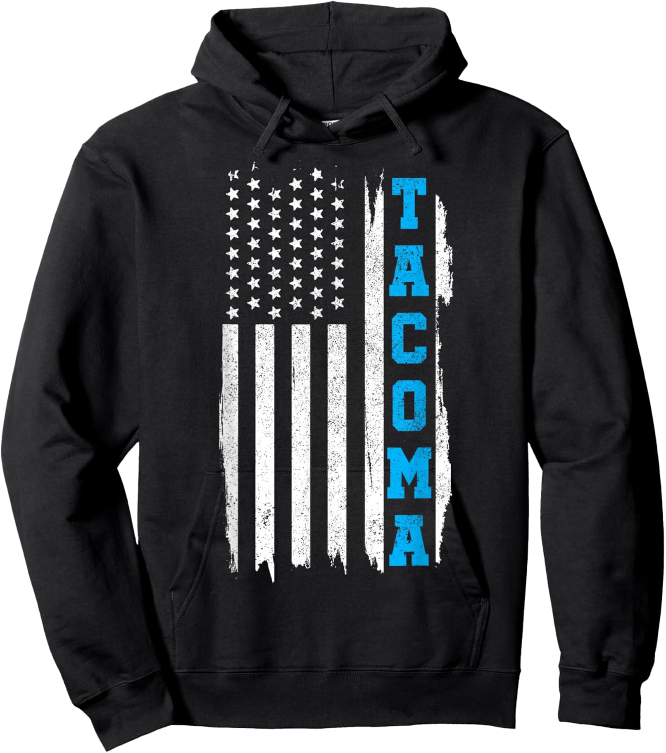 Tacoma Washington American Flag Vintage Patriotic Hoodie - Hoodie | Black