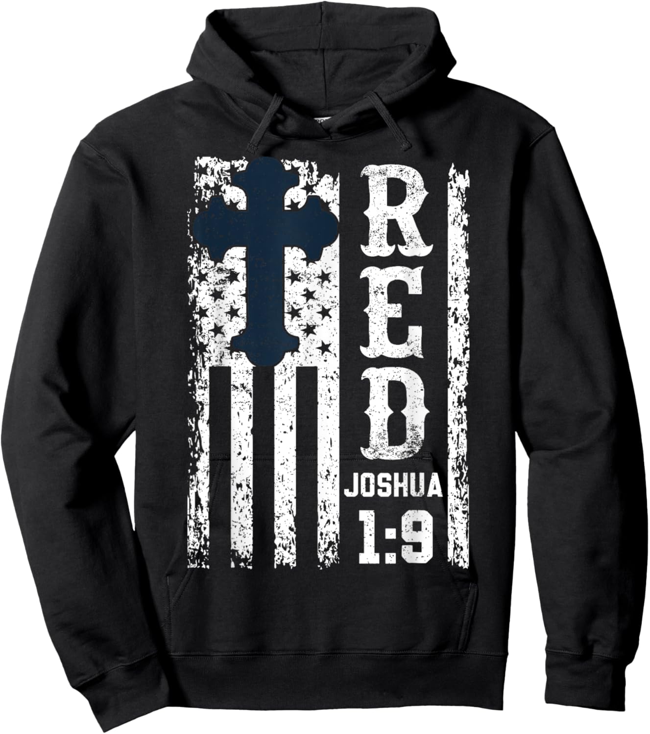 Red Friday Joshua 1 9 Bible Cross Christian Military US Flag Hoodie - Hoodie | Black