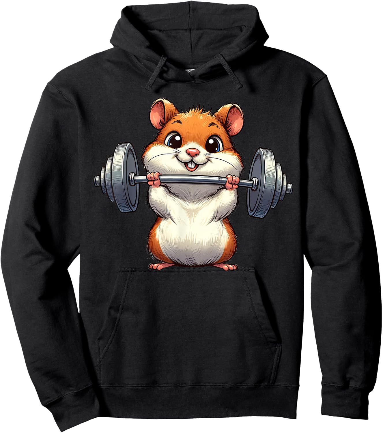 Cute Hamster Weightlifting Fitness Gym Bodybuilding Hoodie - Hoodie | Black