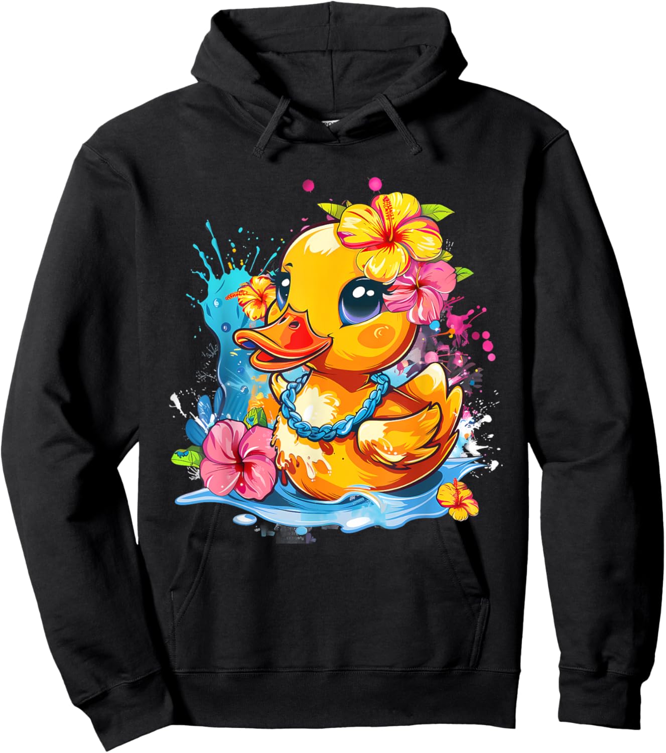 Rubber Duck Hawaiian Hawaii Floral Rubber Duck Lover Hoodie - Hoodie | Black