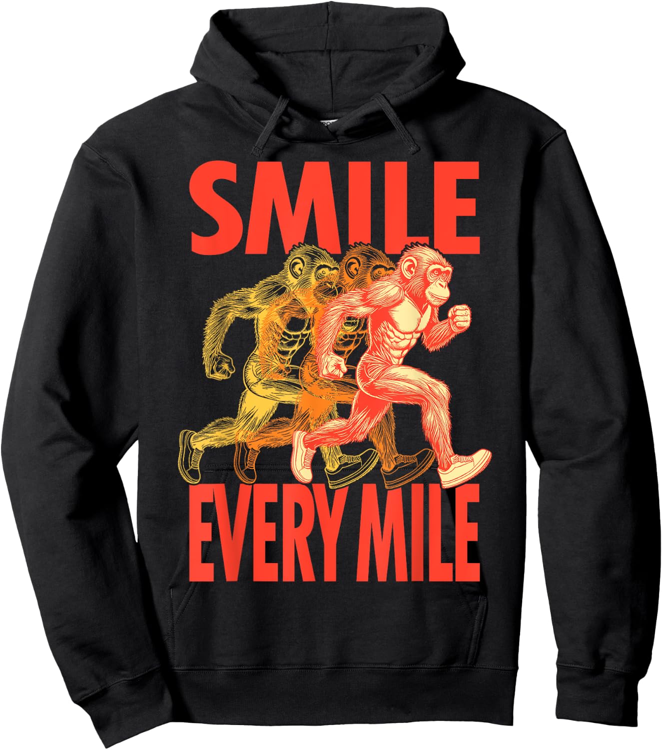 Smile Every Mile Funny Full Marathon Runner Monkey Running Hoodie - Hoodie | Black