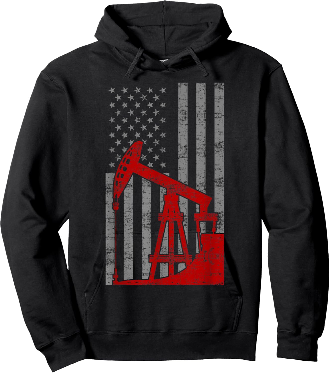 Landman USA Flag Oil Rig US Worker Funny Gift Hoodie - Hoodie | Black