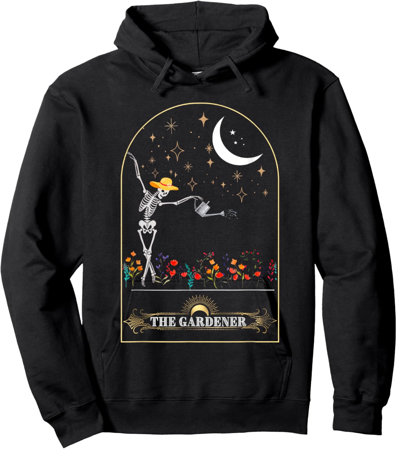 The Gardener Skeleton Tarot Card Gardening Planting Plant Hoodie - Hoodie | Black