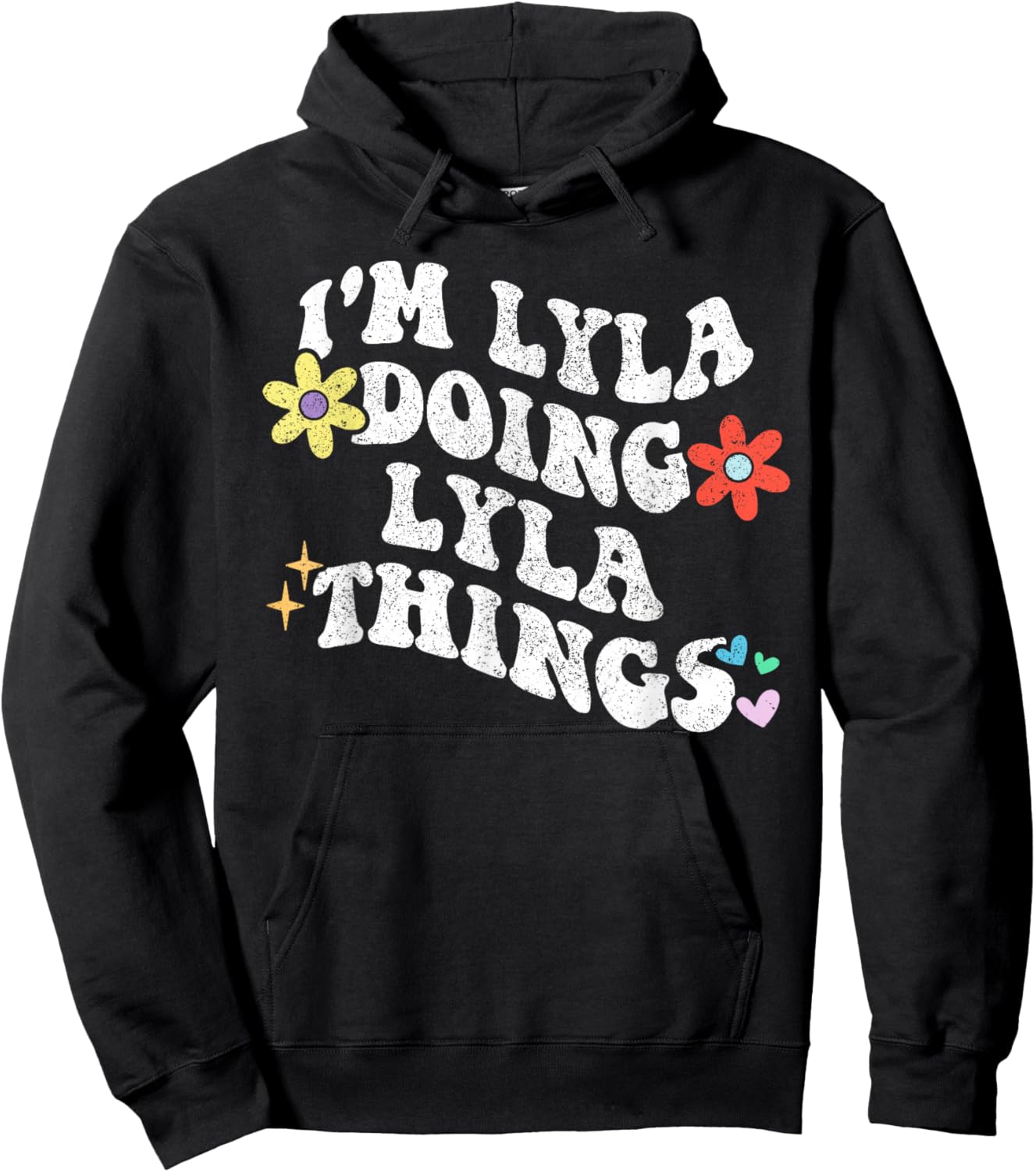 Retro Groovy Im LYLA Doing LYLA Things Funny Mother's Day Hoodie - Hoodie | Black
