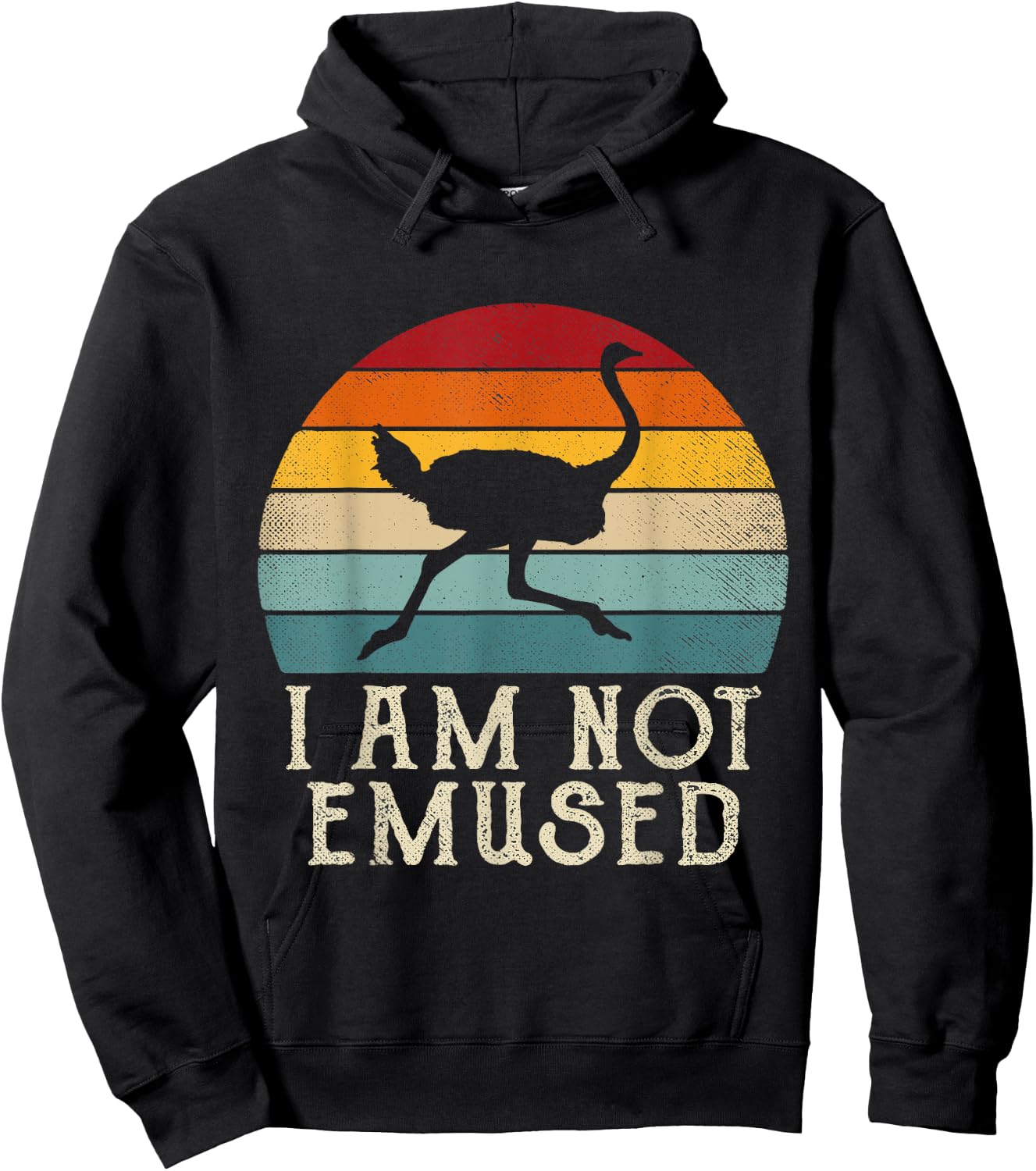 NOT EMU-SED Funny Emu Not Amused Ostrich Retro Hoodie - Hoodie | Black