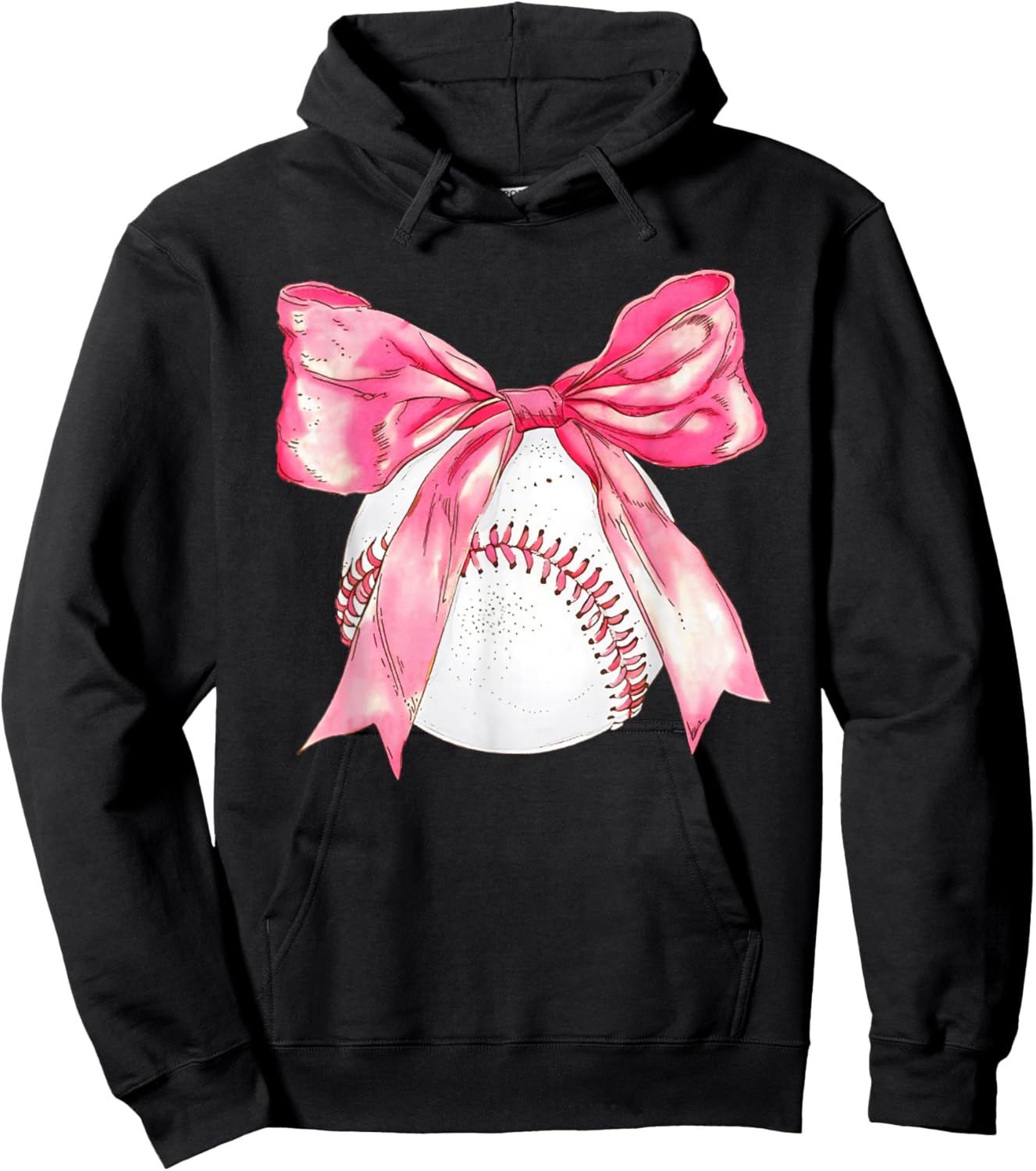 Baseball Mom Coquette Pink Bow Mothers Day Baseball Mama Hoodie - Hoodie | Black