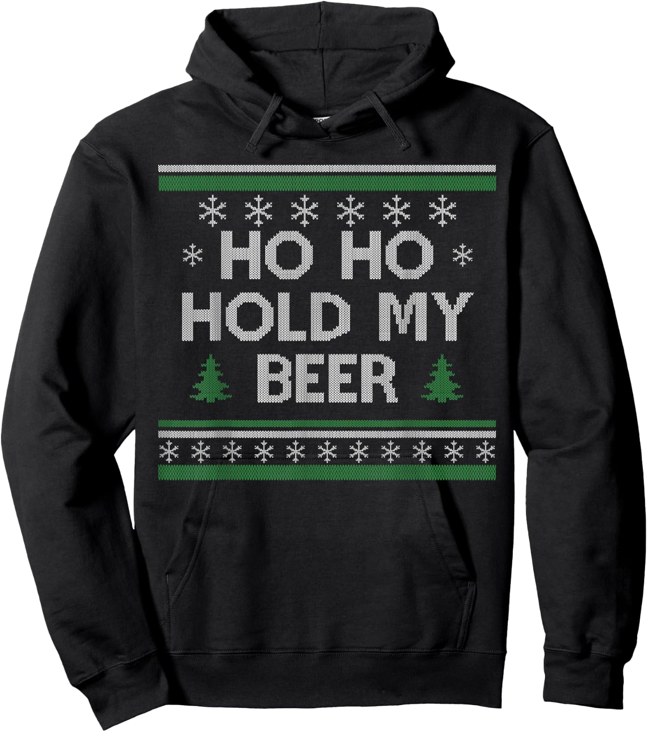Ho Ho Hold My Beer Santa Ugly Christmas Drinking Sweater Hoodie - Hoodie | Black