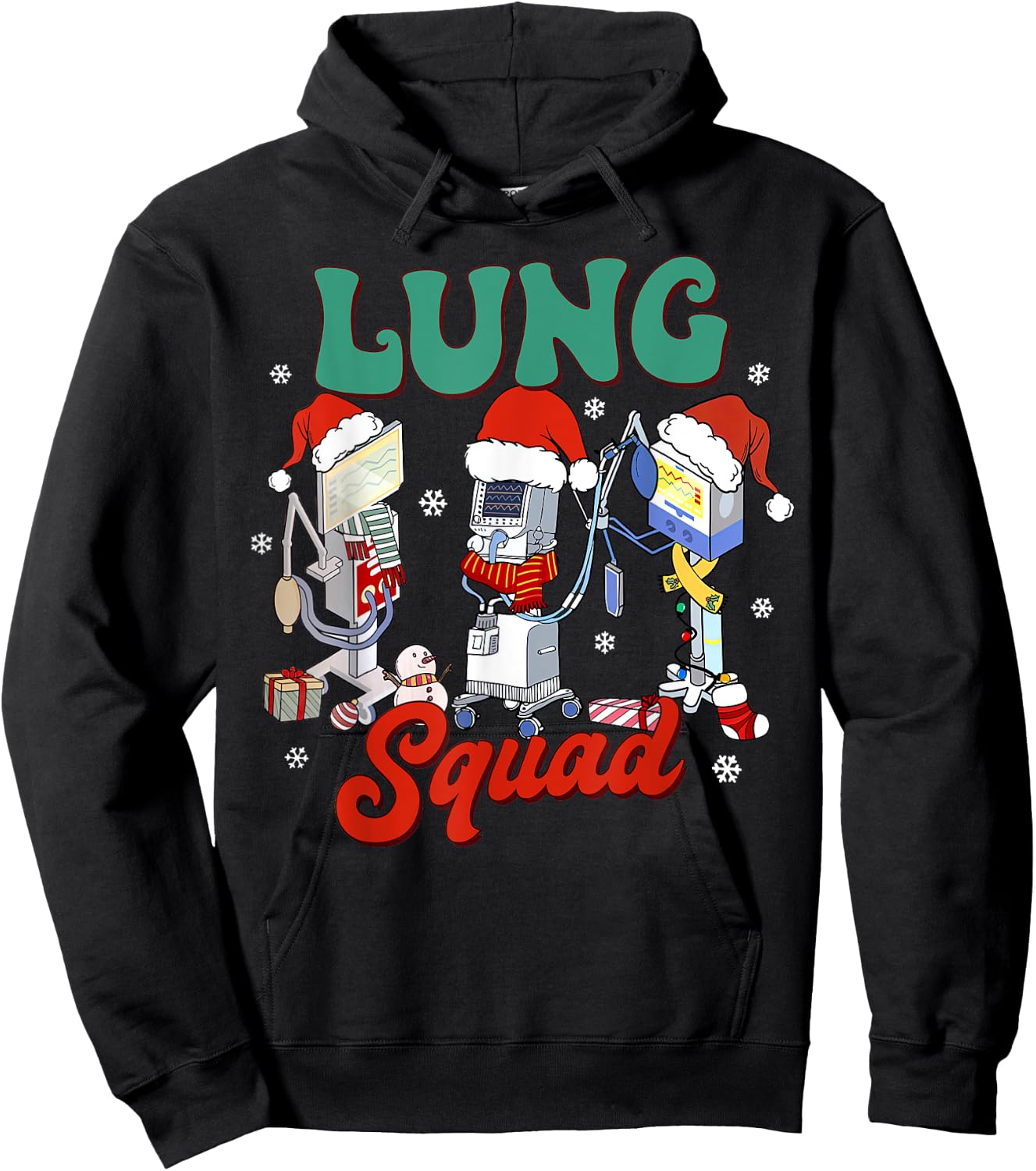 Lung Squad Ventilator Santa Respiratory Therapist Christmas Hoodie - Hoodie | Black