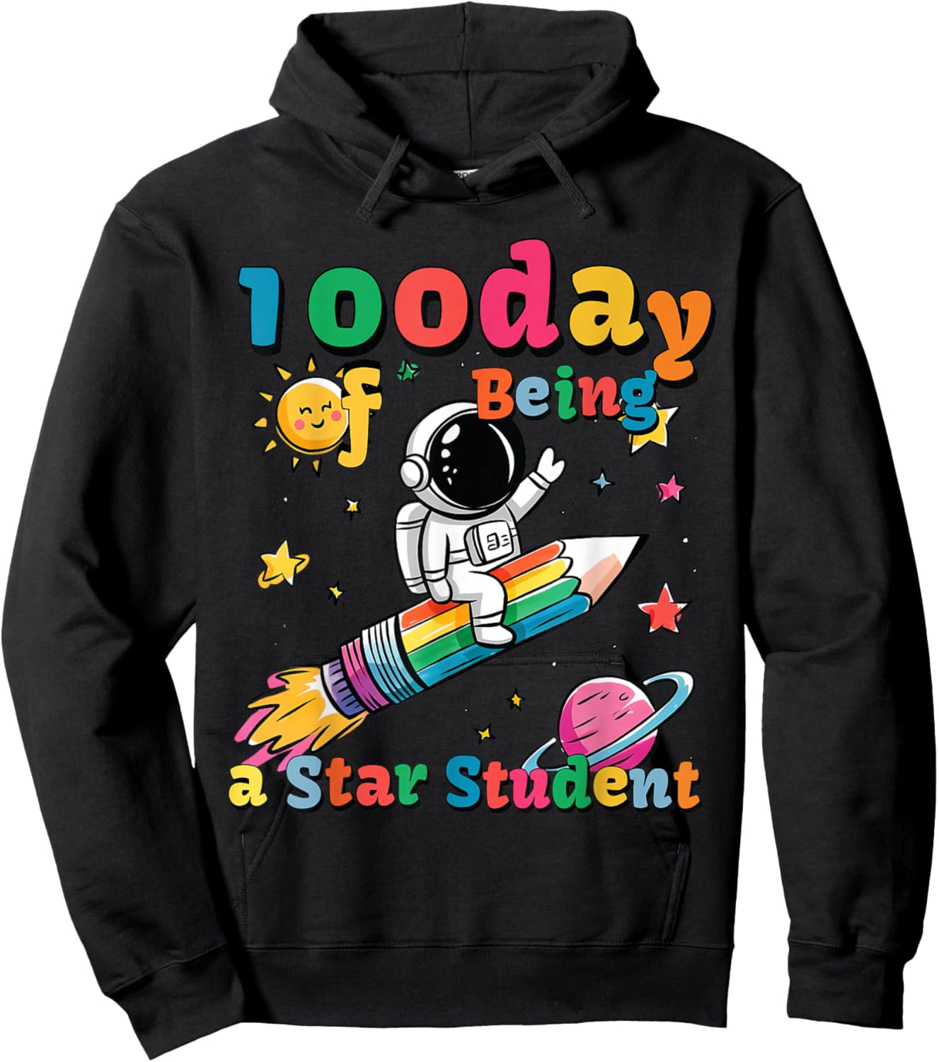 100th Day of School Kids 100 days of being a star student Hoodie - Hoodie | Black