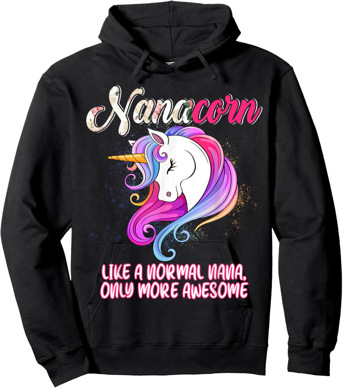 Nanacorn Happy Mother's Day Unicorn Lover Proud Nana Hoodie - Hoodie | Black