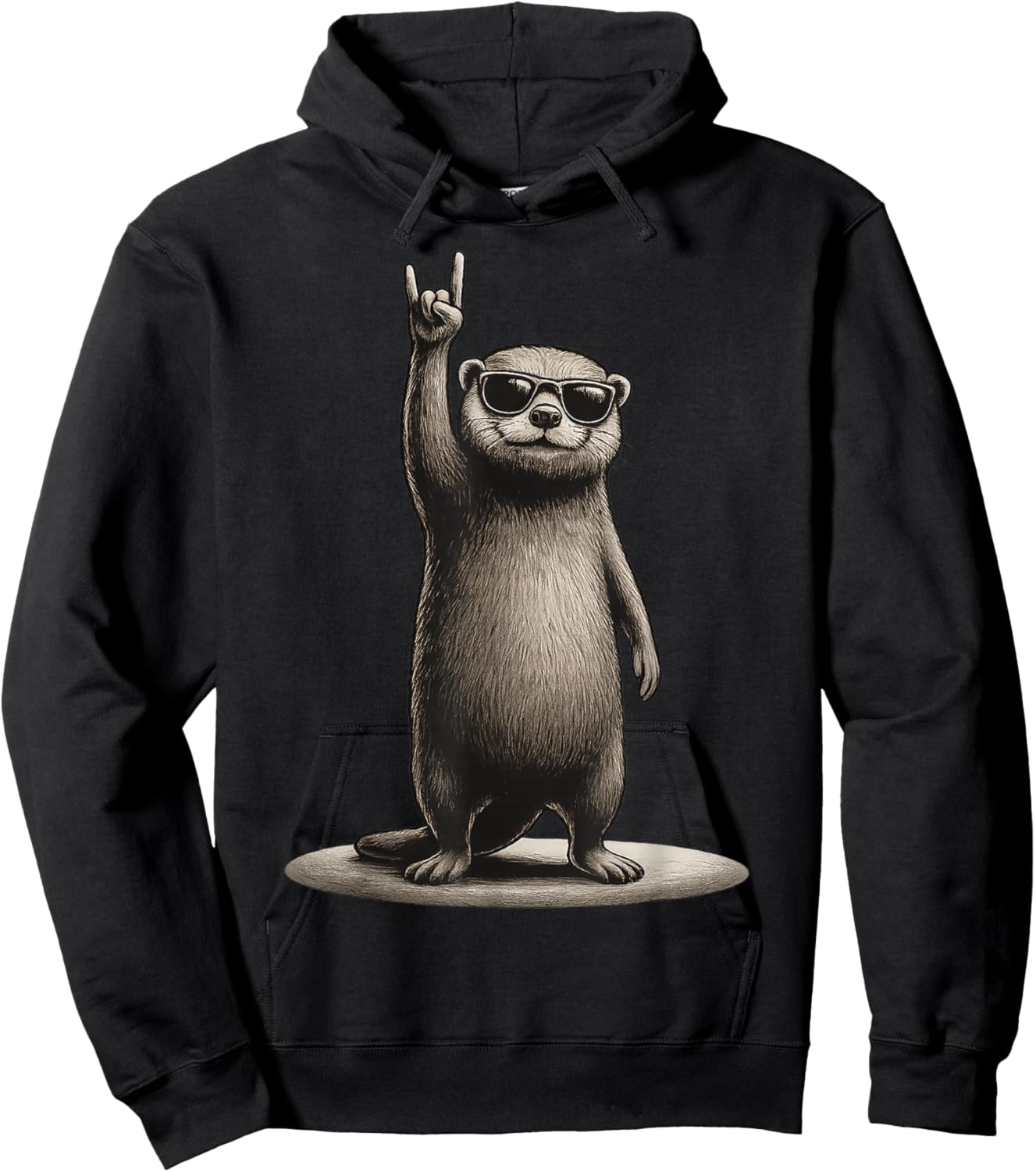 Retro Otter Rock On Music Funny Gift Men Women Boy Girl Kid Hoodie - Hoodie | Black