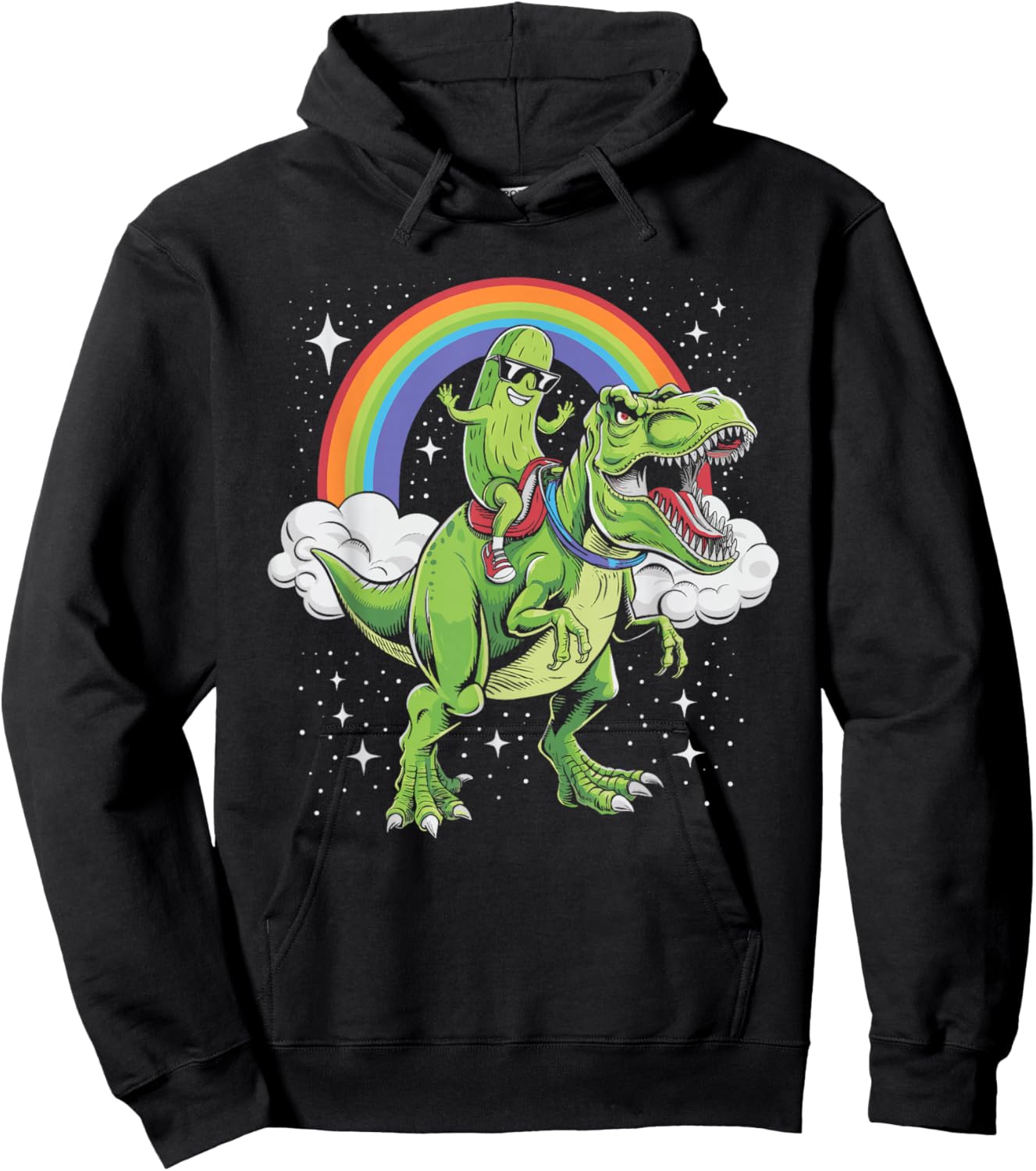 Pickle Riding Dinosaur Hoodie - Hoodie | Black
