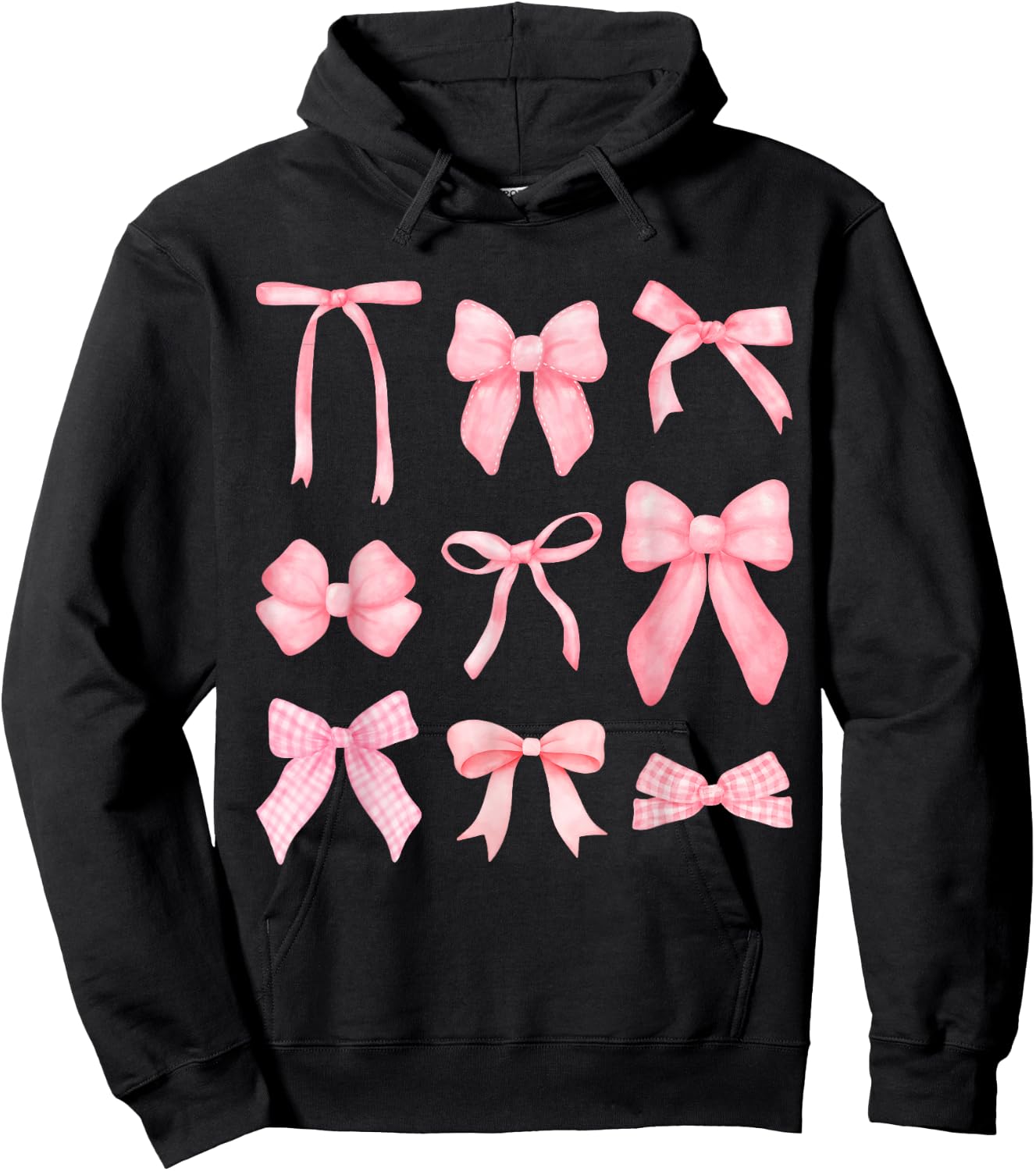 Pink Bow and Ribbon Cute Graphic for Girl Women Hoodie - Hoodie | Black