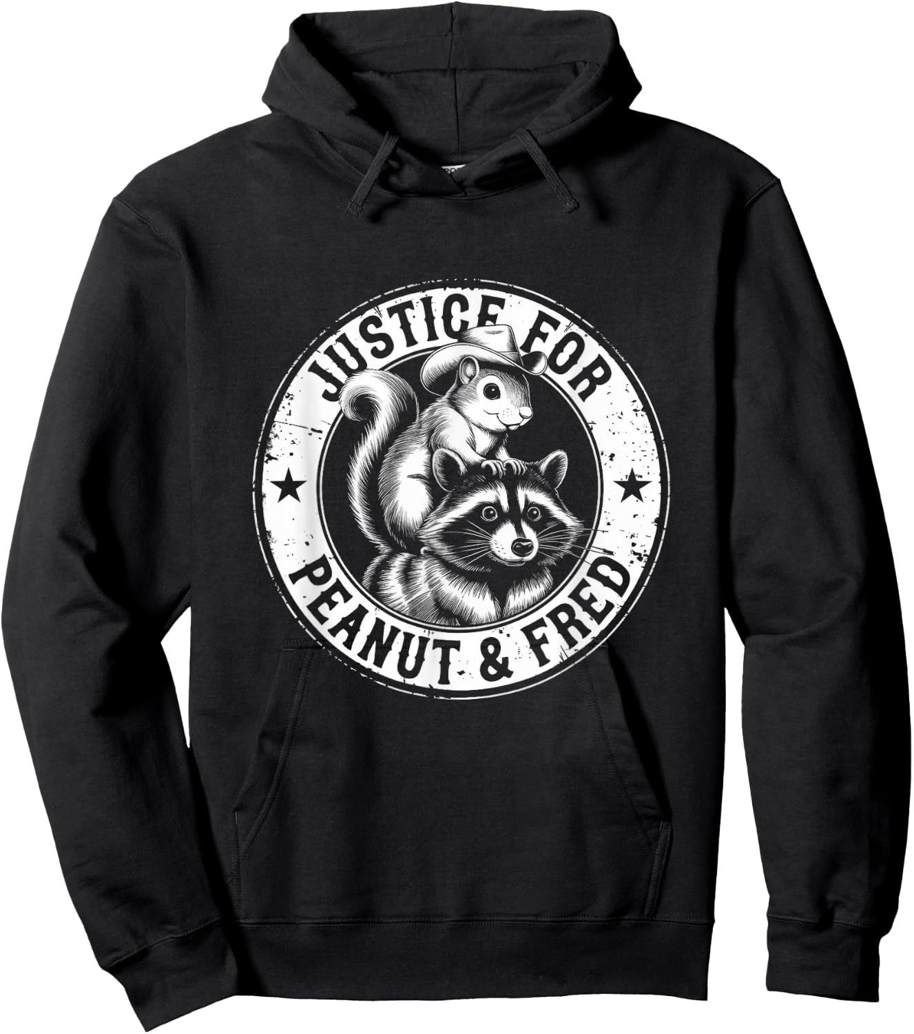 Justice For Peanut & Fred - Cute Squirrel Cowboy Hat Racoon Hoodie - Hoodie | Black