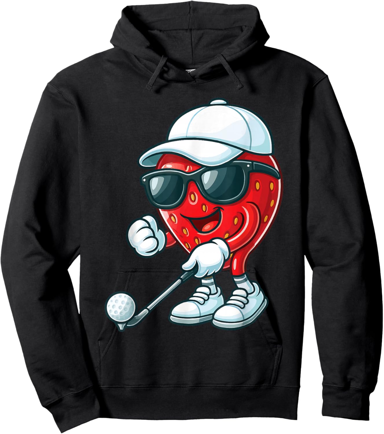 Strawberry Golfing Golfer Hoodie - Hoodie | Black