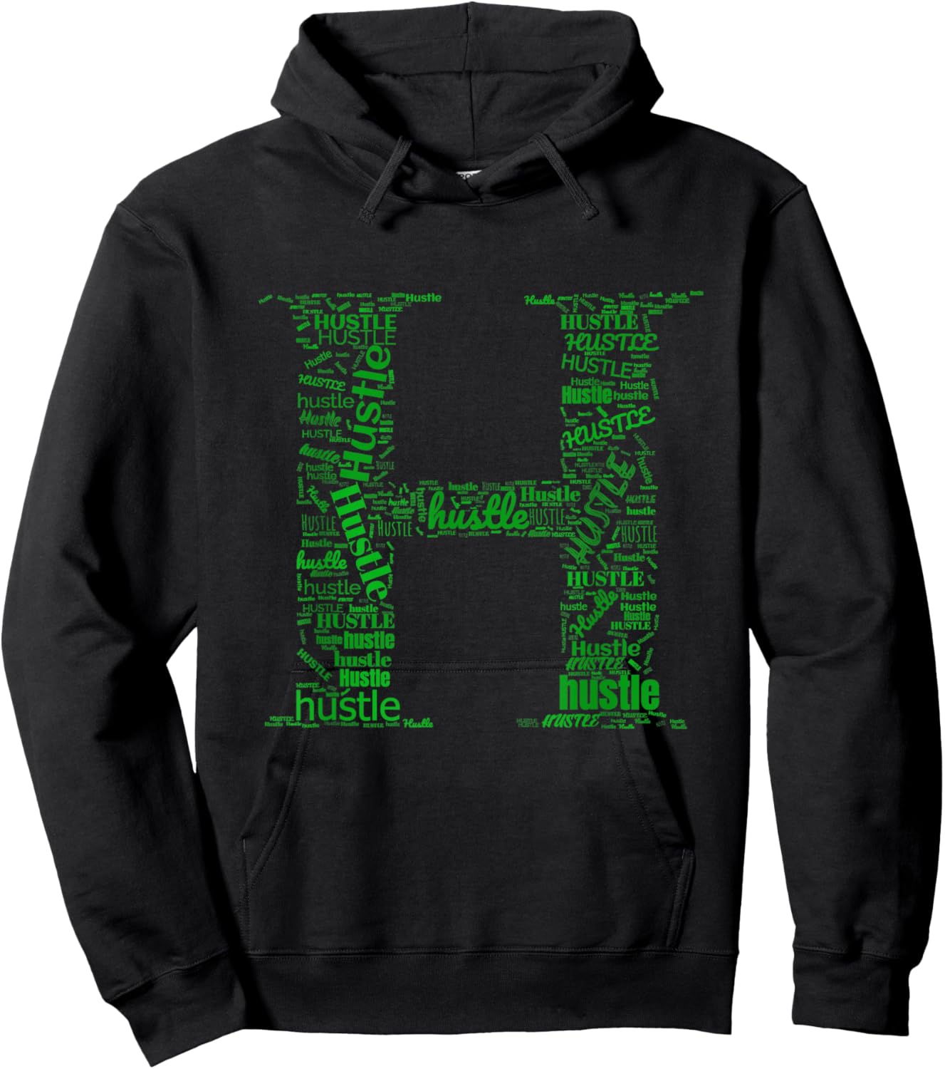 Green H is for Hustle Kelly Green Color Graphic Hoodie - Hoodie | Black
