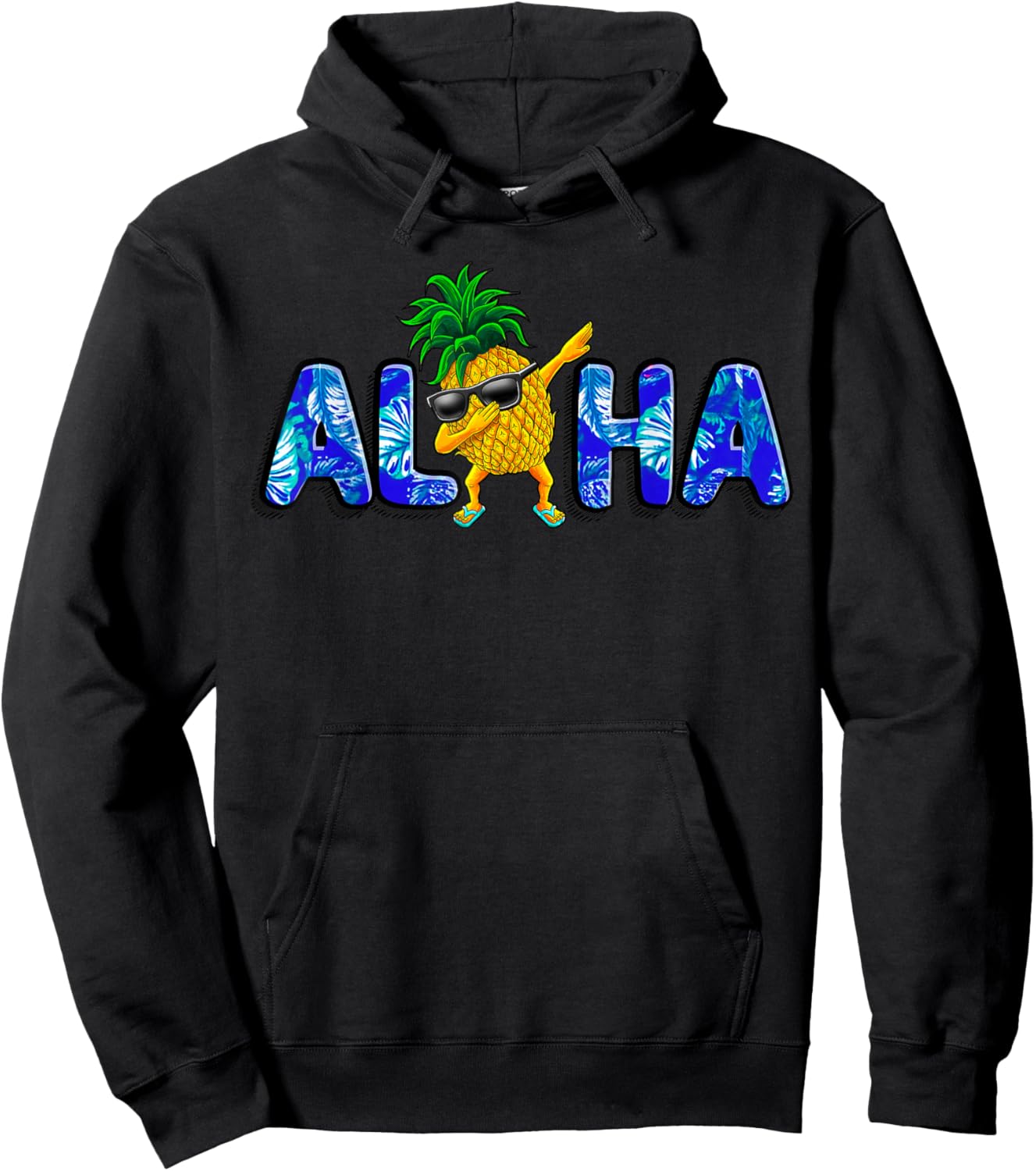 Aloha Dabbing Pineapple Sunglasses Beaches Hawaii Hawaiian Hoodie - Hoodie | Black