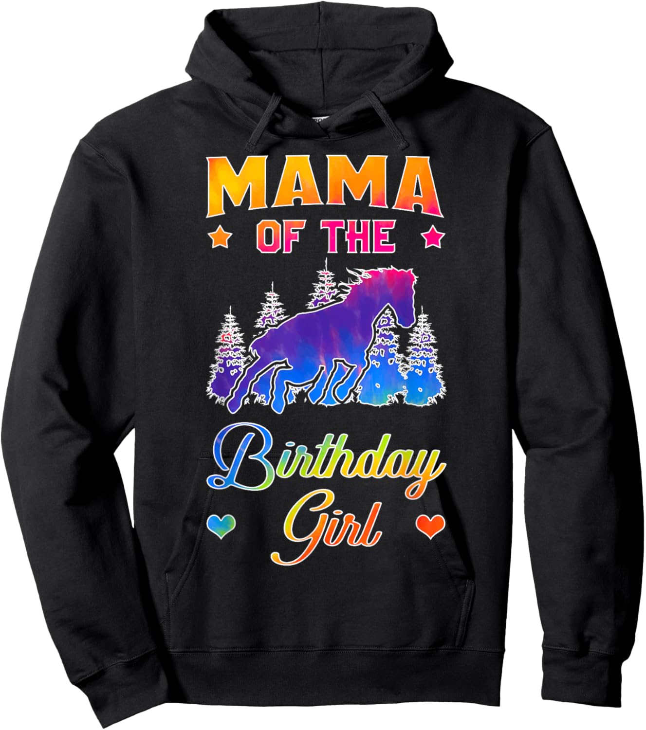 Mama Of The Birthday Girl Horse Family Bday Party Hoodie - Hoodie | Black