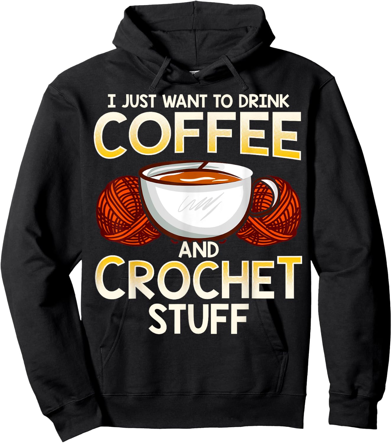 Crochet Shirt For Coffee And Crocheting Lovers Knitters Cute Hoodie - Hoodie | Black