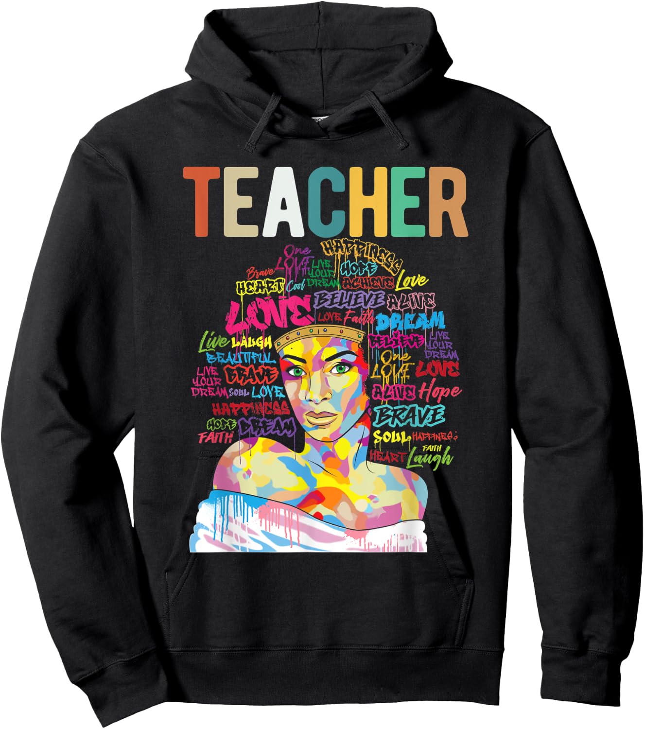Natural Hair Afro for African American Teachers Gift Hoodie - Hoodie | Black