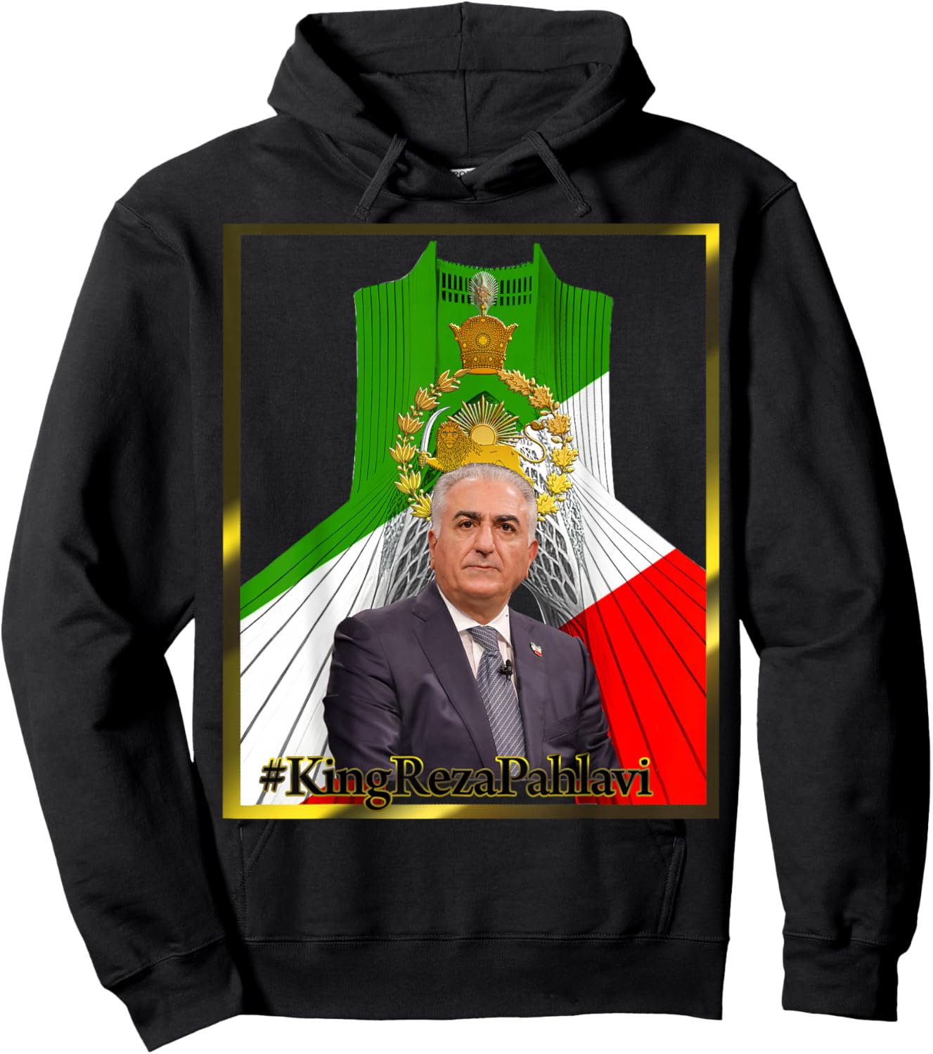 Crown Prince Reza Pahlavi with SHAHYAD TOWER Hoodie - Hoodie | Black