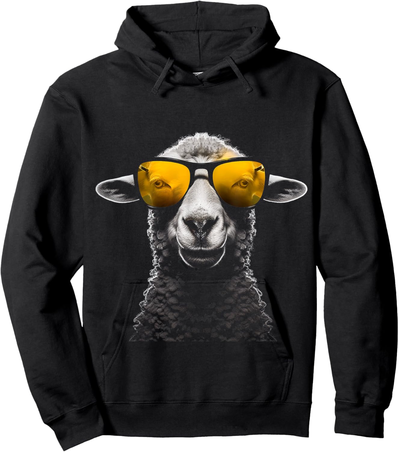 Sheep Sunglass Art Animal Illustration Graphic Sheep Hoodie - Hoodie | Black