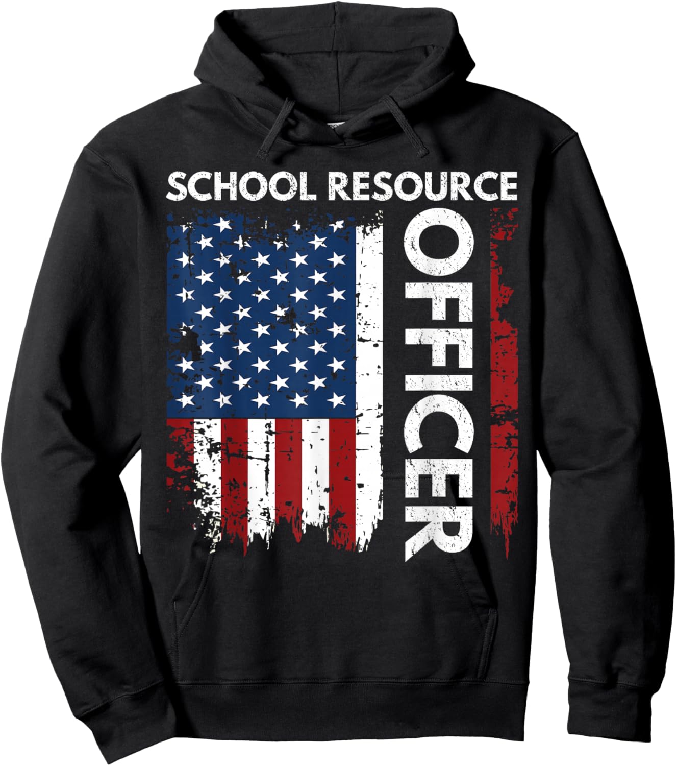 Funny School Resource Officer Gift SRO USA Flag Men Hoodie - Hoodie | Black