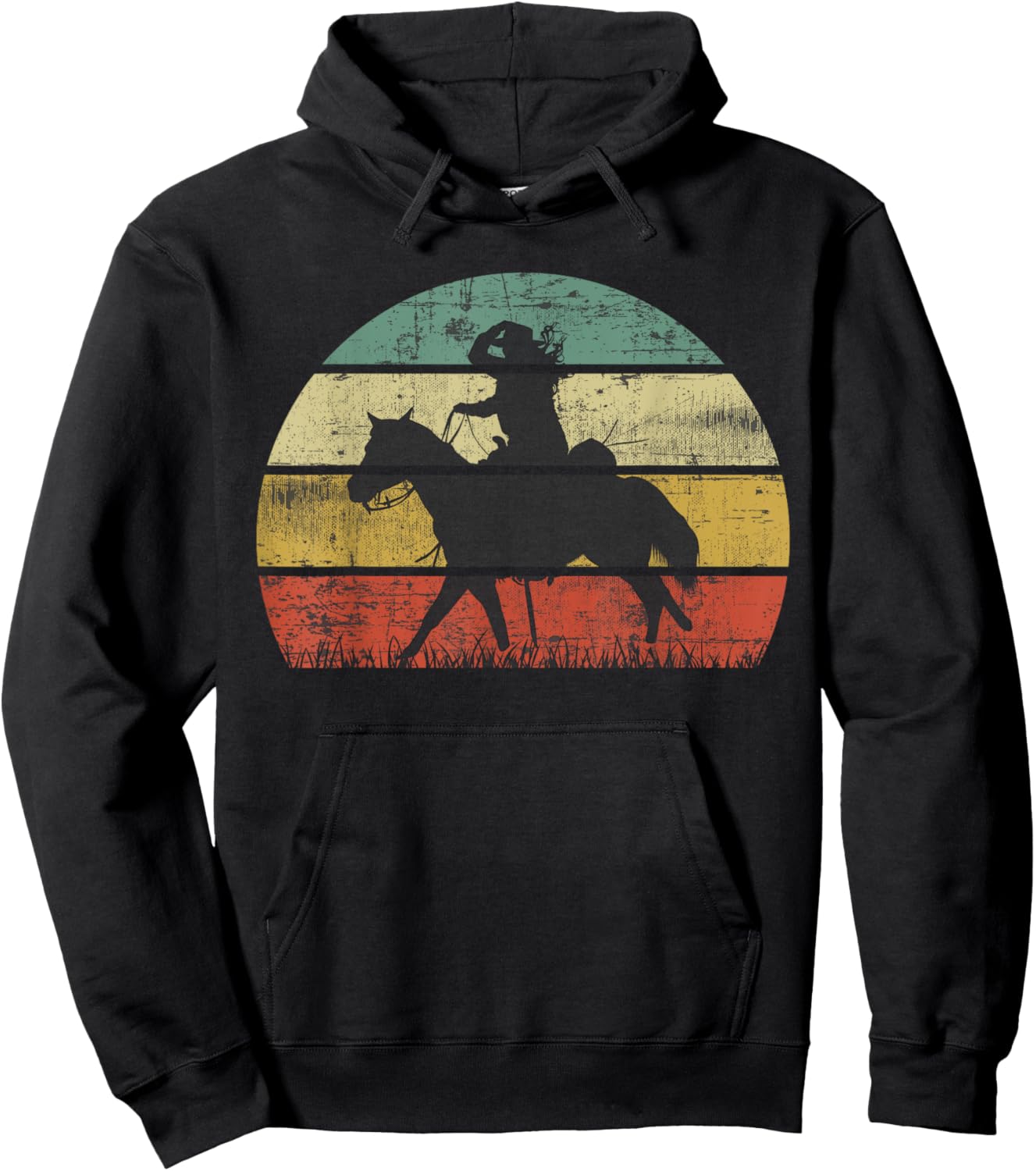 Retro Girl Horse Riding Vintage Cowgirl Texas Ranch Hoodie - Hoodie | Black