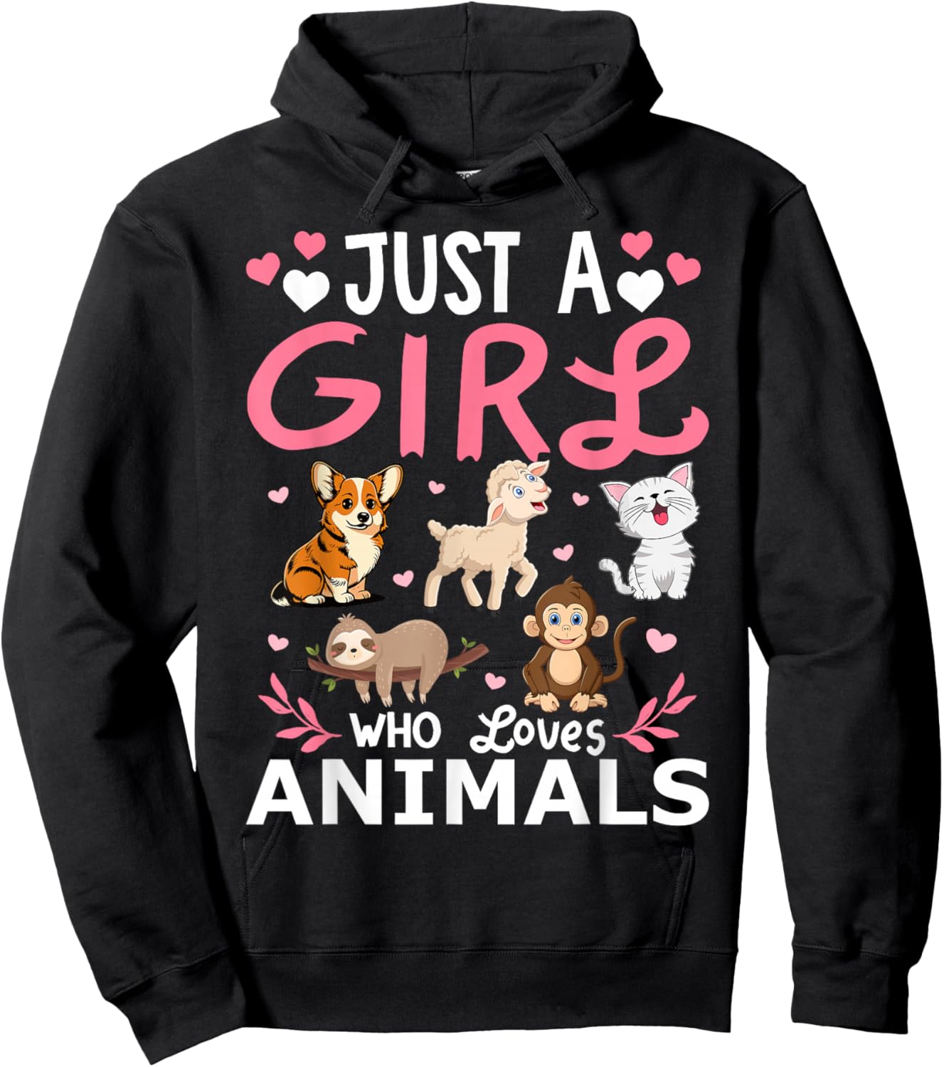 Just A Girl Who Loves Animals Girls Hoodie - Hoodie | Black