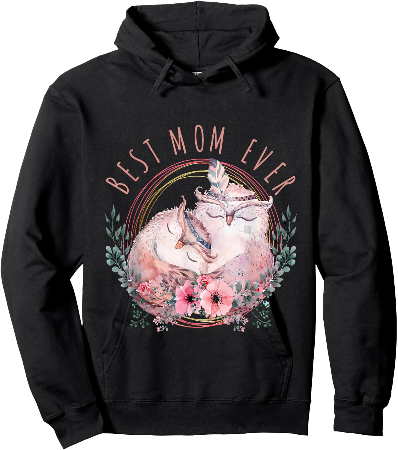 Mama Owl Shirt, Cute Owl, Mothers Day, best mom ever Hoodie - Hoodie | Black