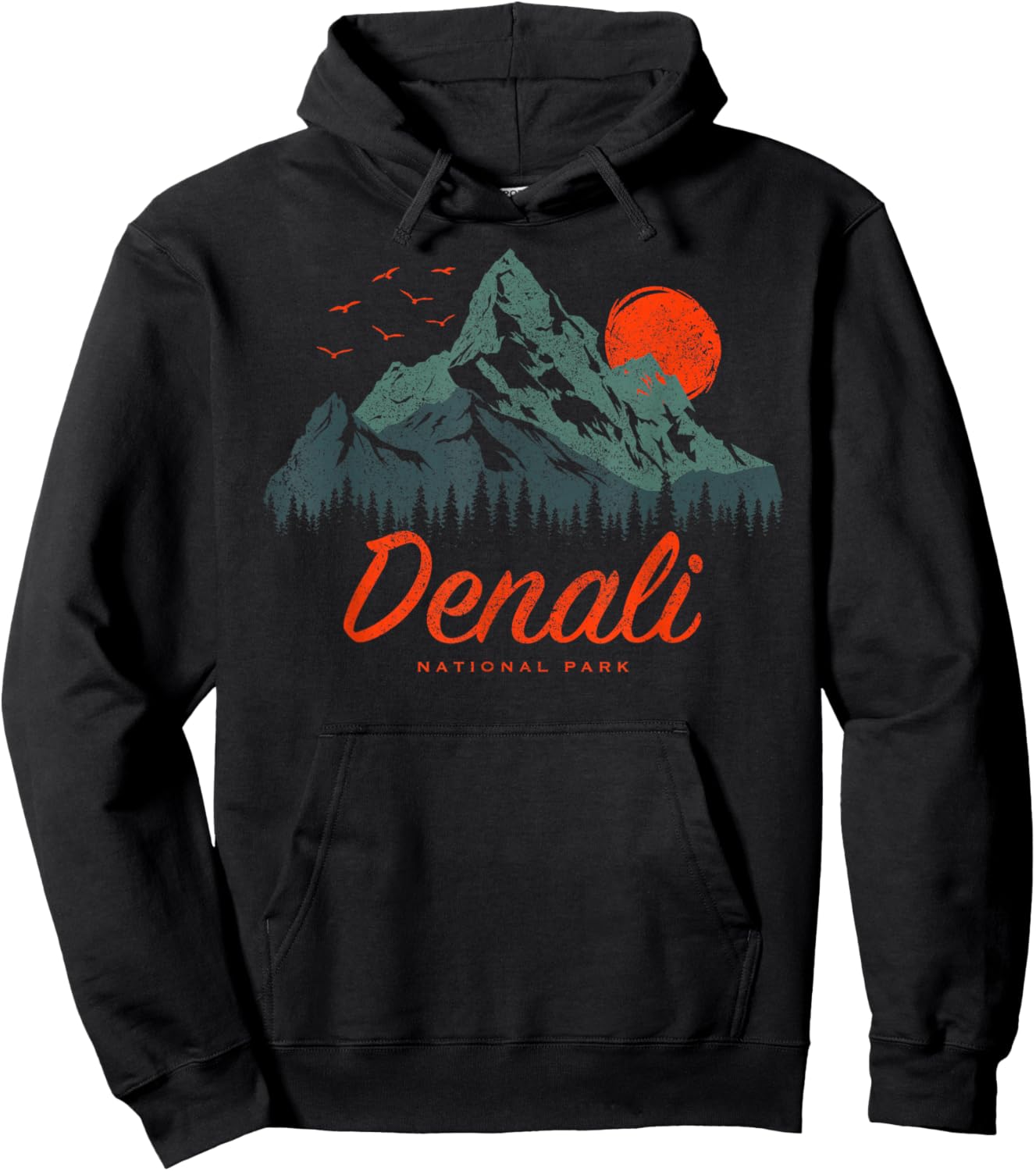 Retro Denali National Park US Vintage Denali Hoodie - Hoodie | Black