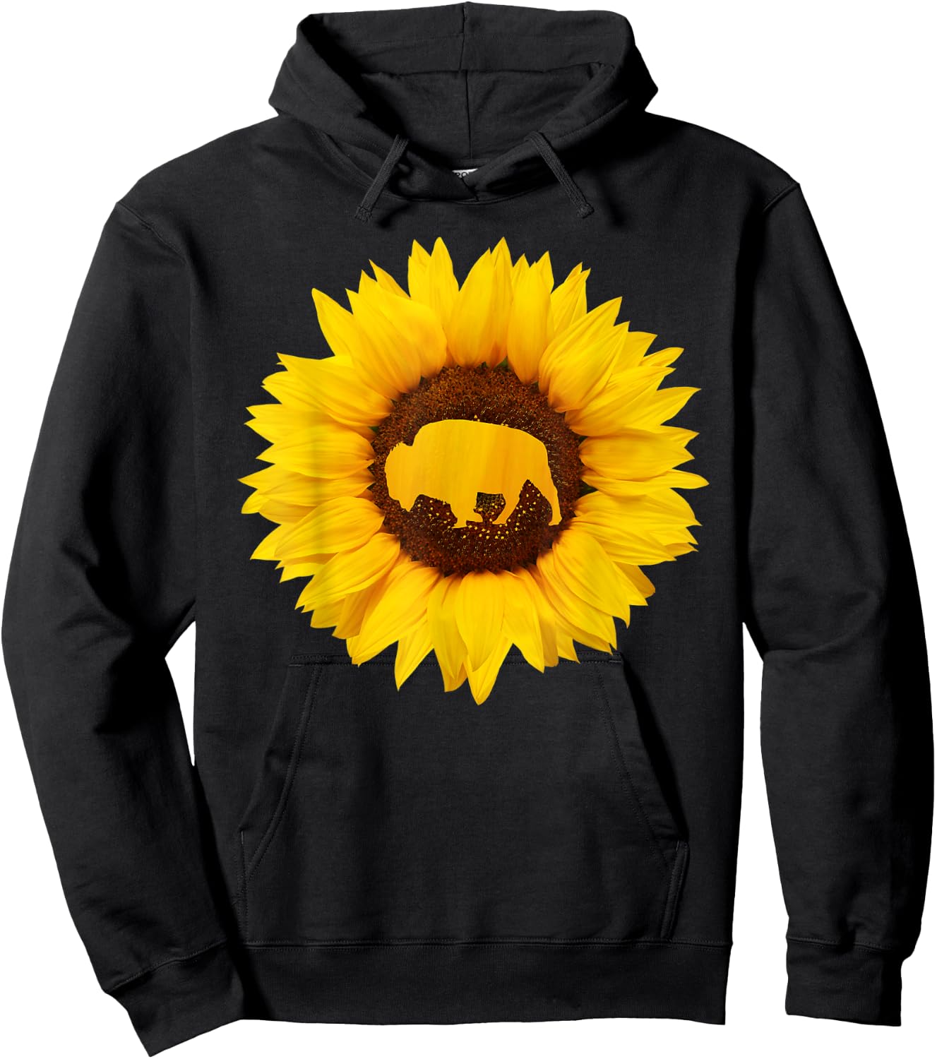 Buffalo Gift Men Tamaraw Bison Sunflower Lover Hoodie - Hoodie | Black