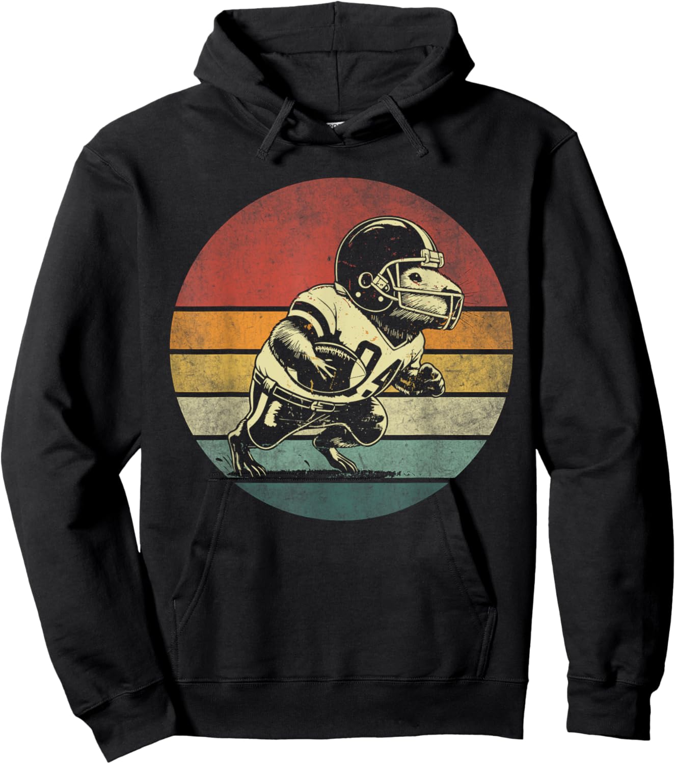 Retro Capybara Playing Football Vintage Capybara Football Hoodie - Hoodie | Black