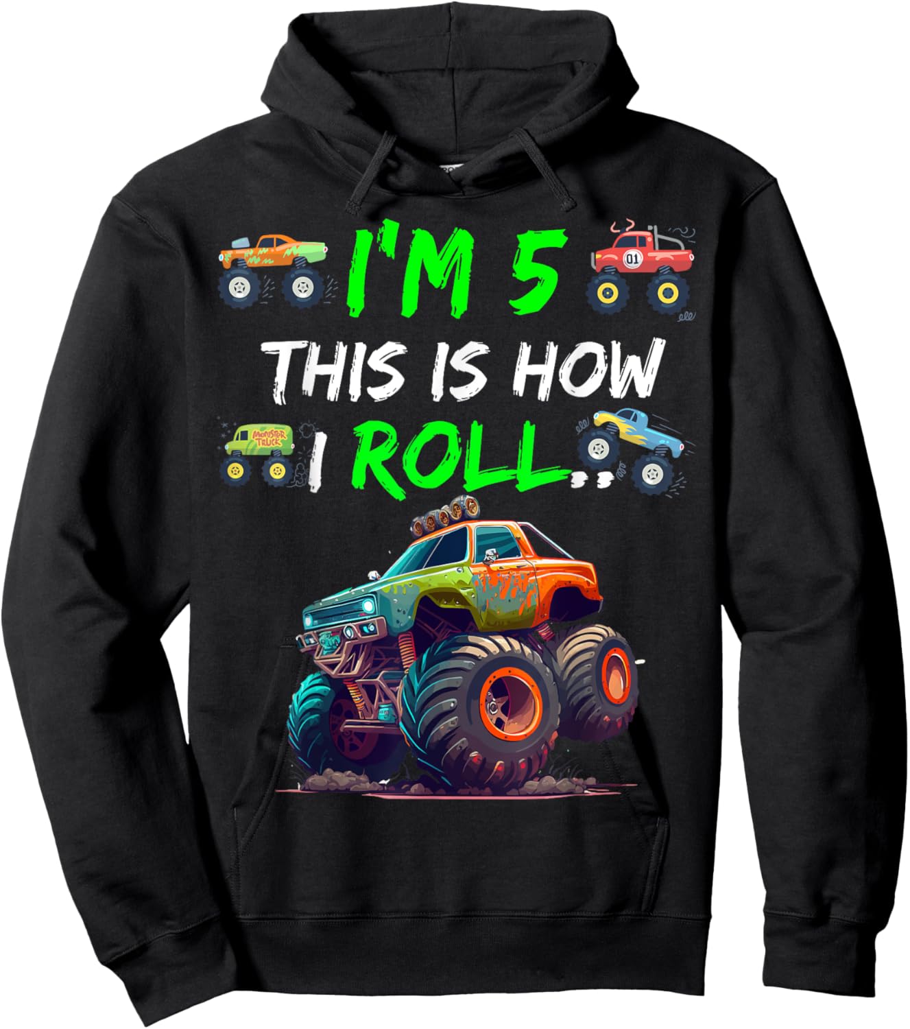 I'm 5 This is How I Roll on My 5 Year Old Hoodie - Hoodie | Black