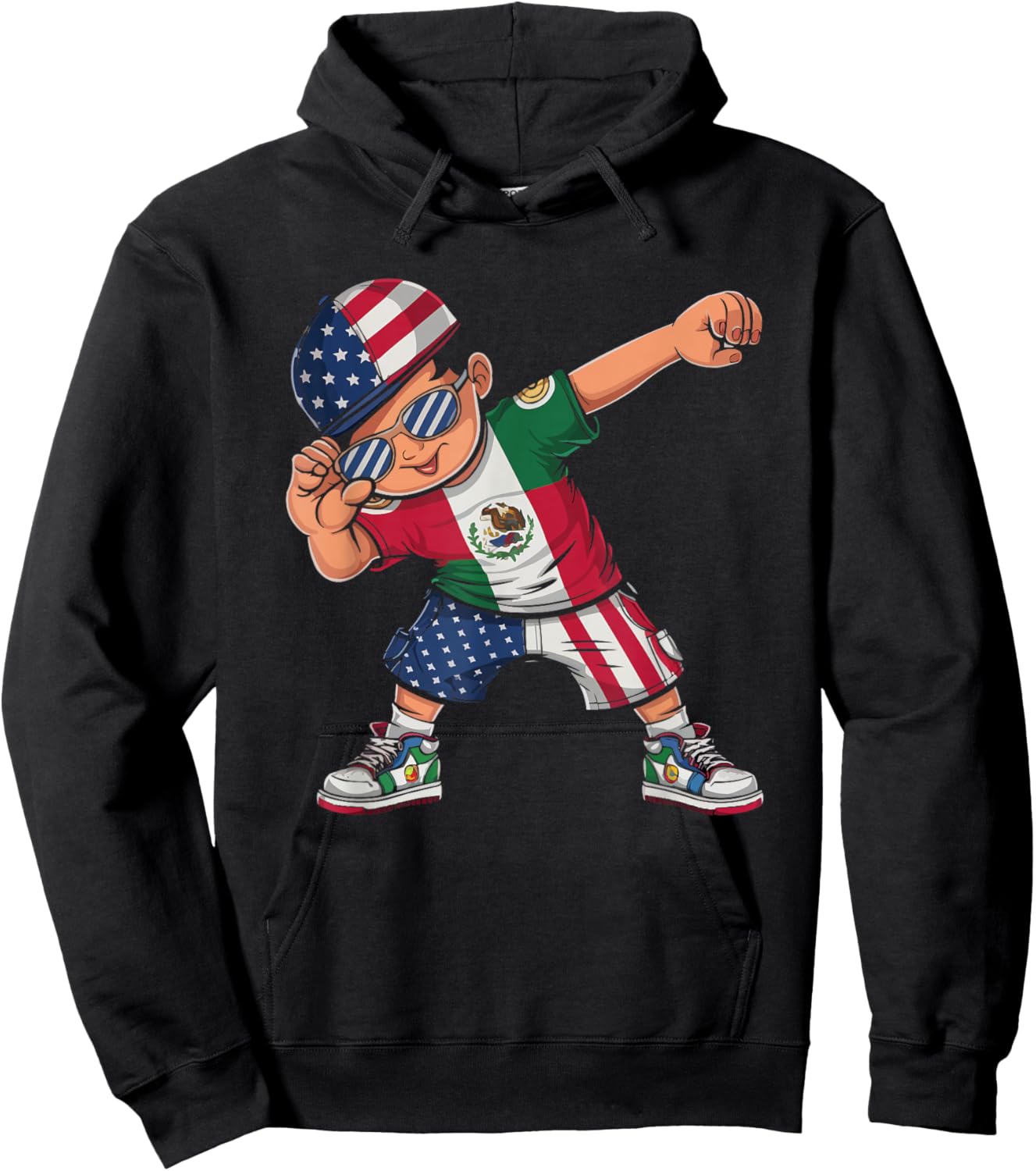 Half Mexican Half American USA Flag Mexico America Hoodie - Hoodie | Black