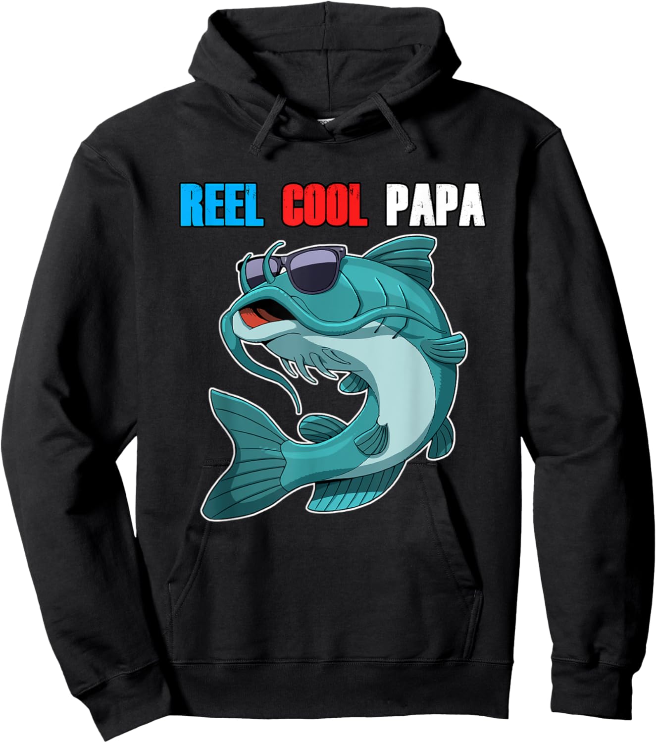 Catfish Sunglasses Reel Cool Papa Shirt Fathers Day Fishing Hoodie - Hoodie | Black