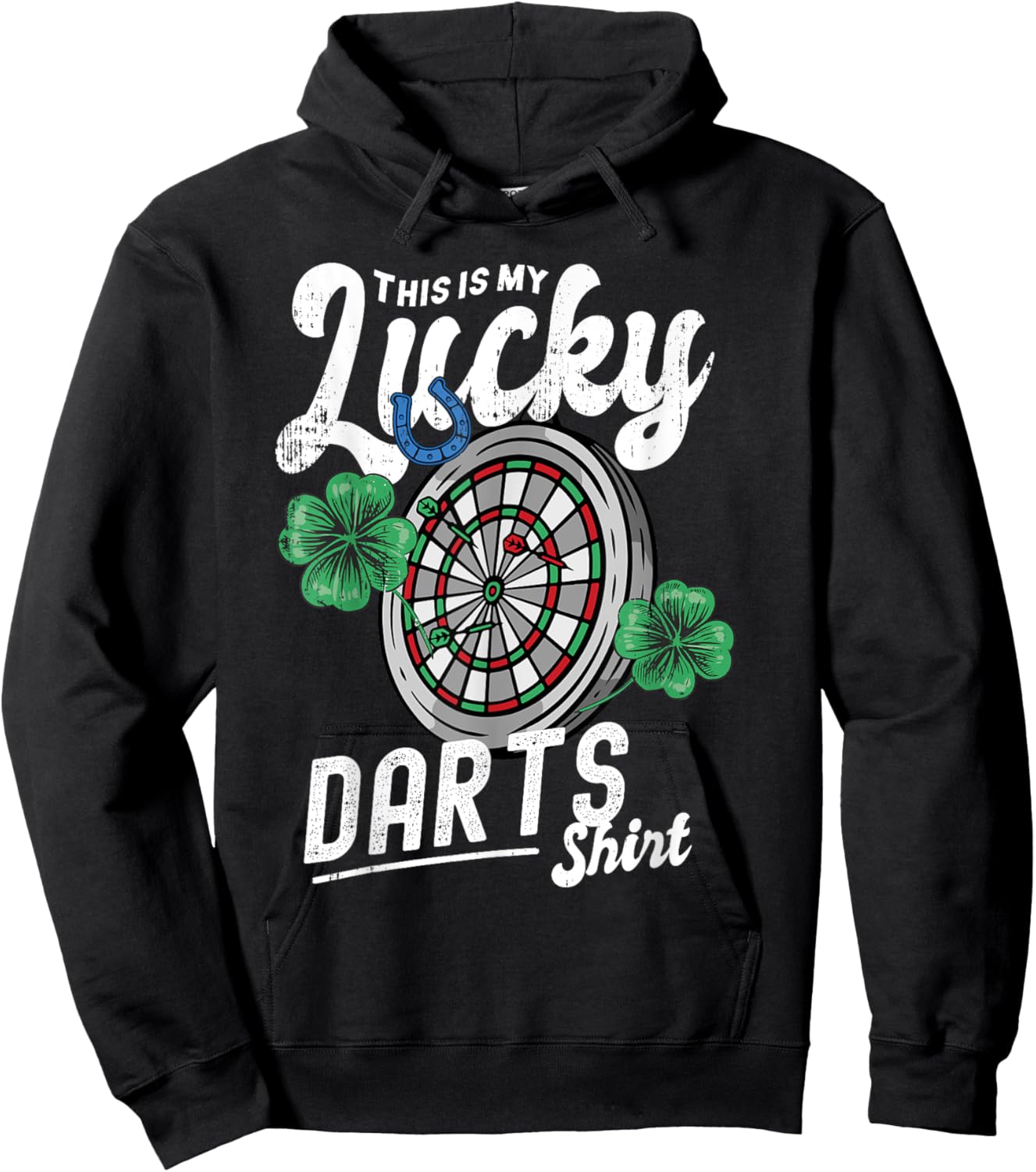 This is my Lucky Darts shirt Dart board horseshoe clover Hoodie - Hoodie | Black