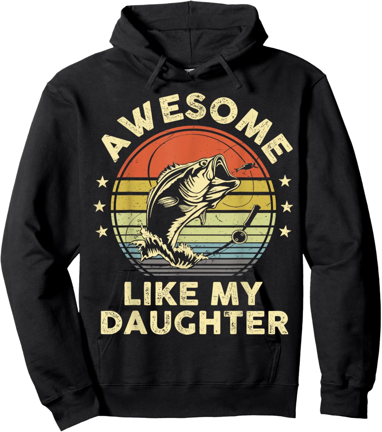 Awesome Like My Daughter Funny Bass Fish Dad Papa Fishing Hoodie - Hoodie | Black