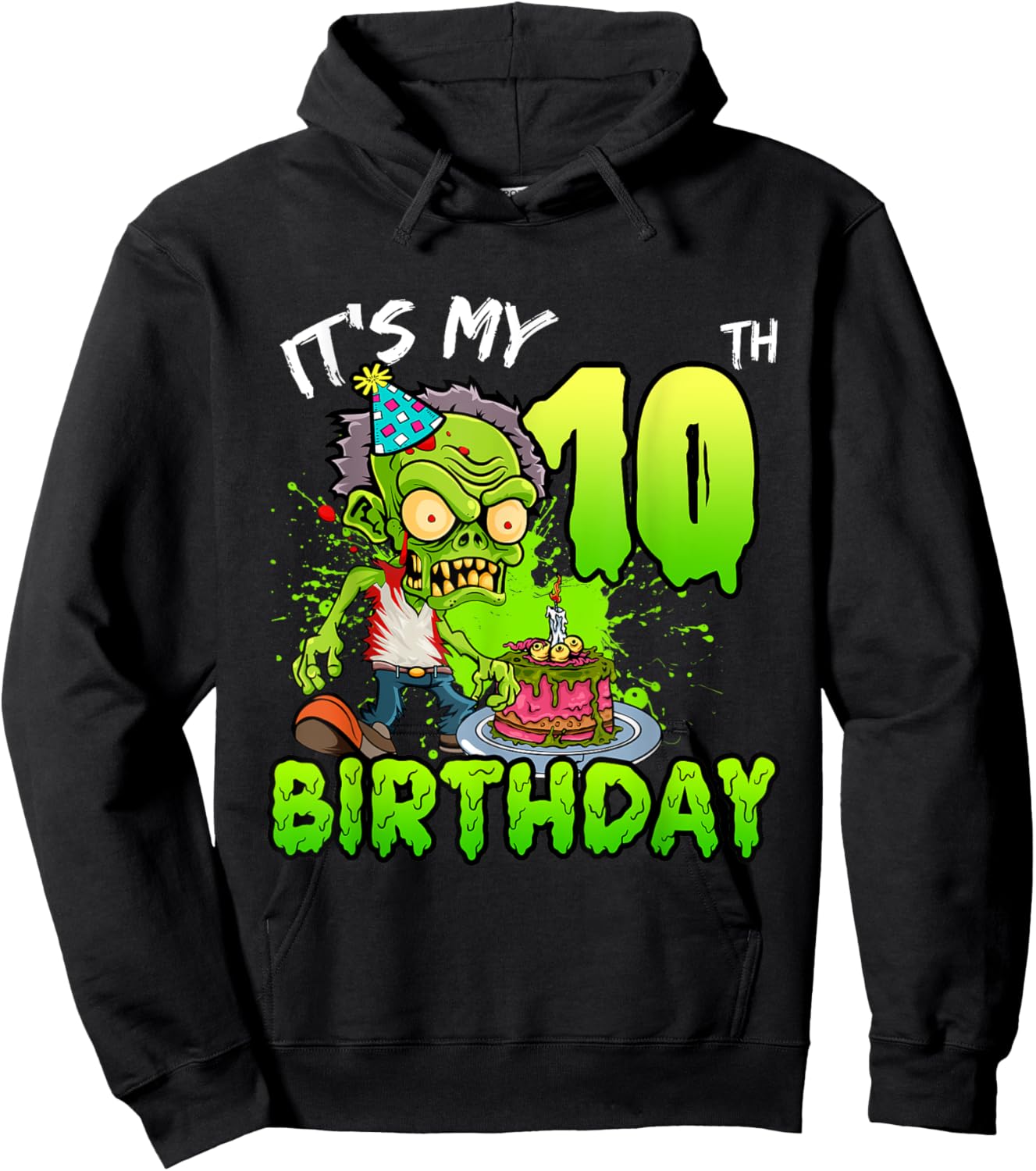 It's My 10th Birthday Zombie Lover 10 Year Old Boys Girls Hoodie - Hoodie | Black